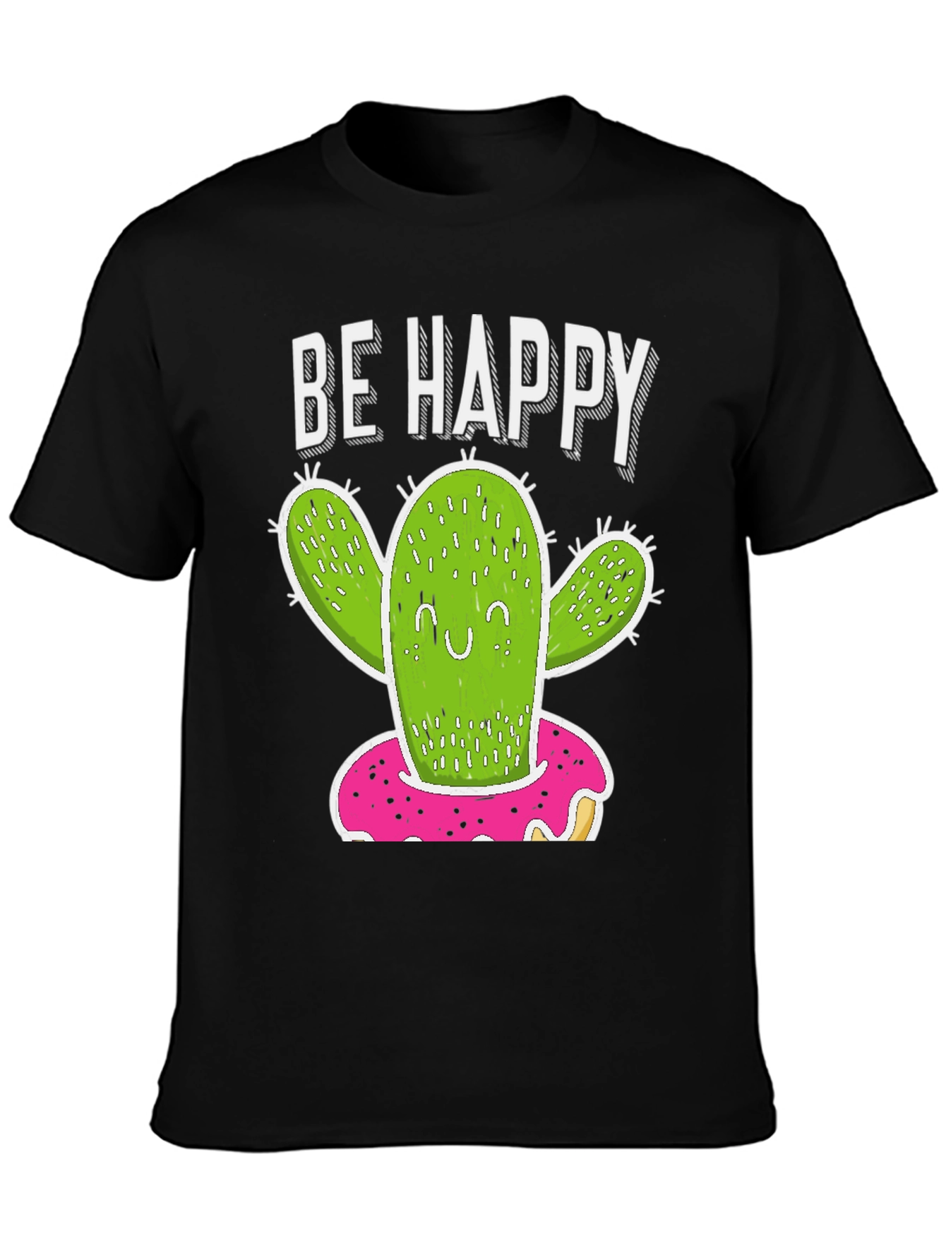 Be Happy Cactus Donut T-Shirt