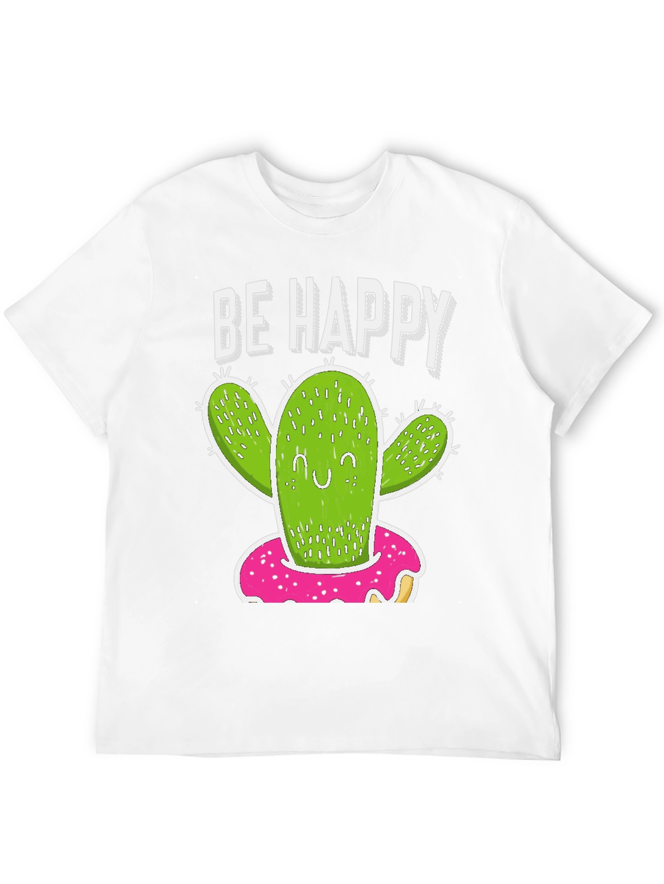 Be Happy Cactus Donut T-Shirt
