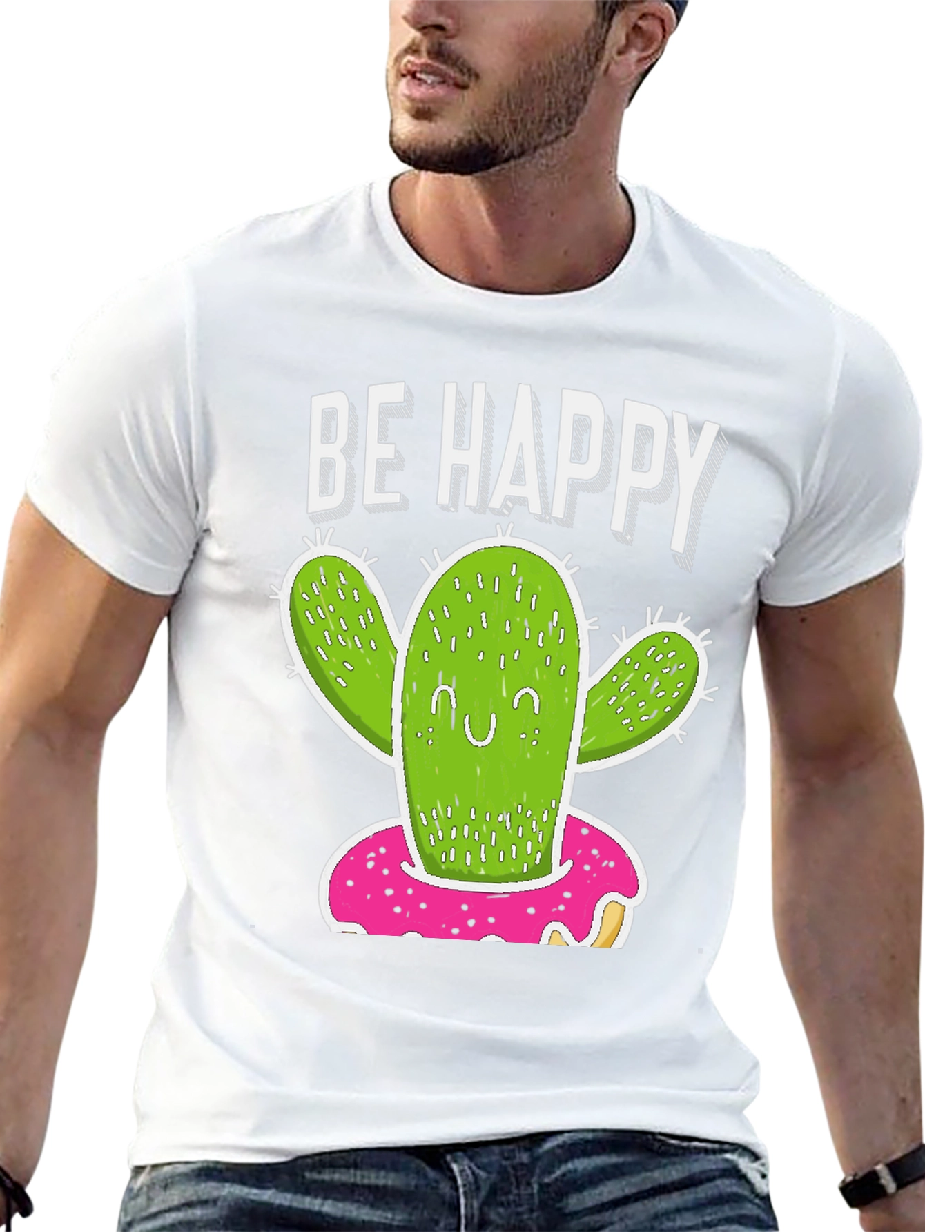 Be Happy Cactus Donut T-Shirt
