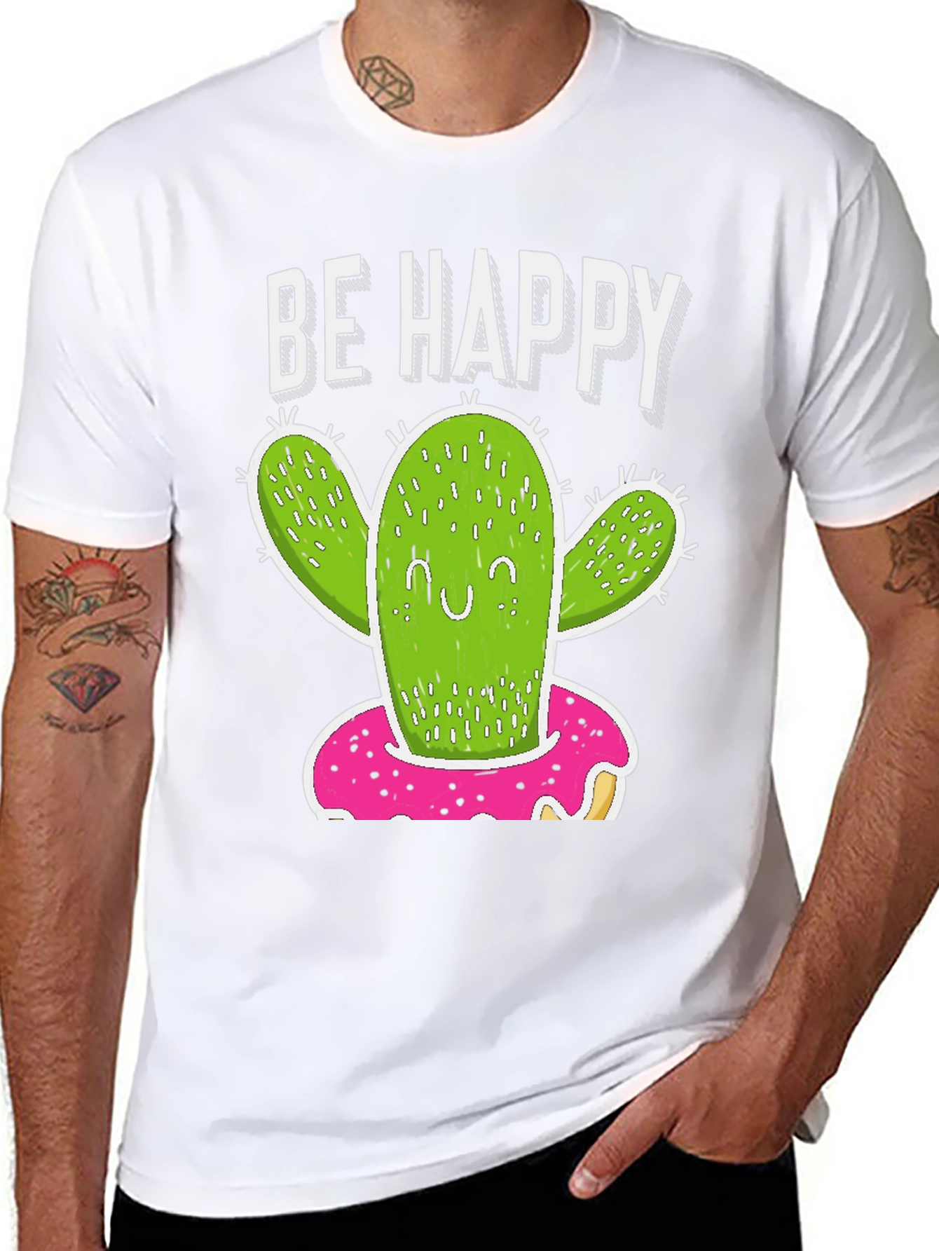 Be Happy Cactus Donut T-Shirt