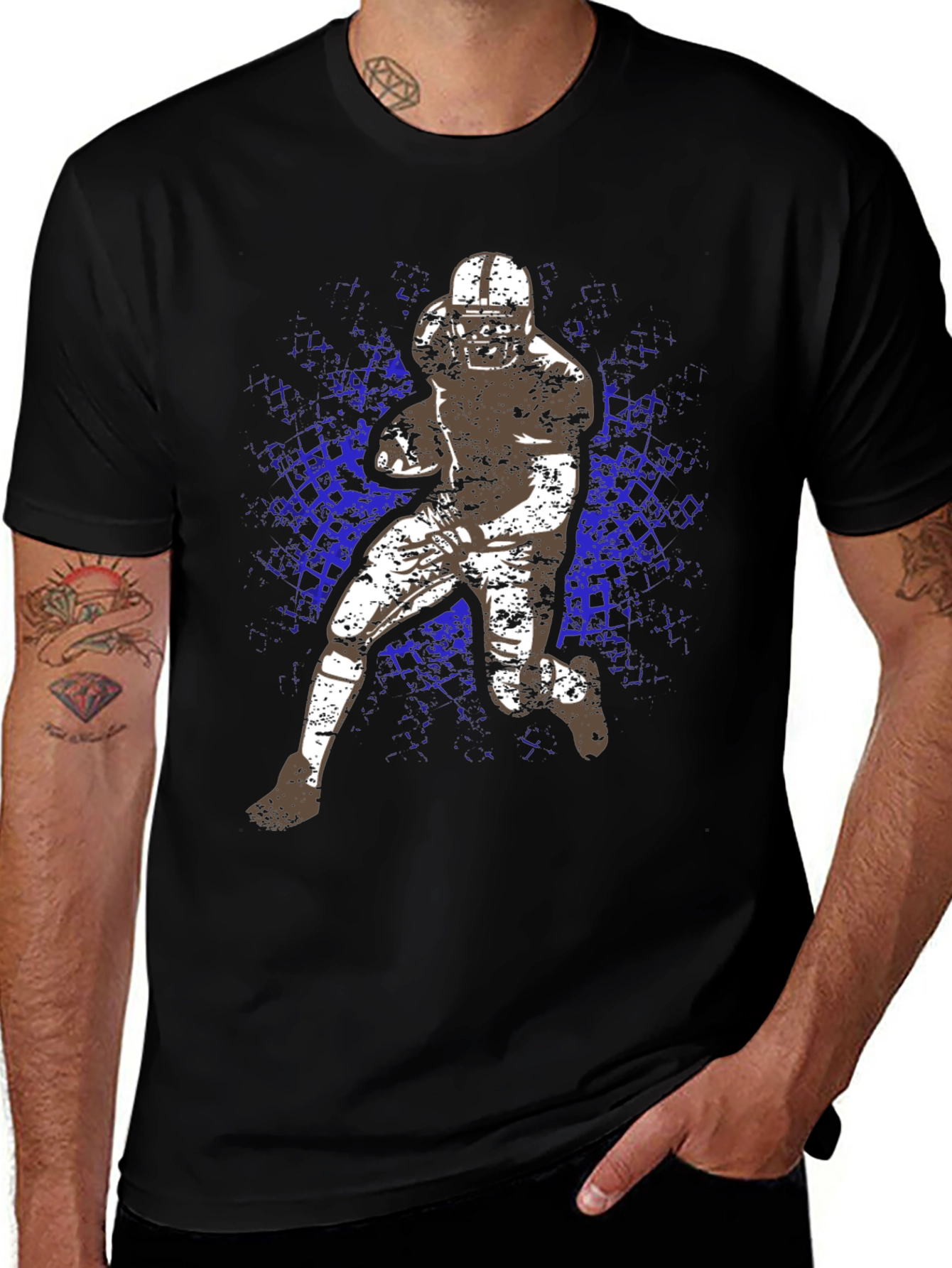 Football Player Graphic Tee - Black