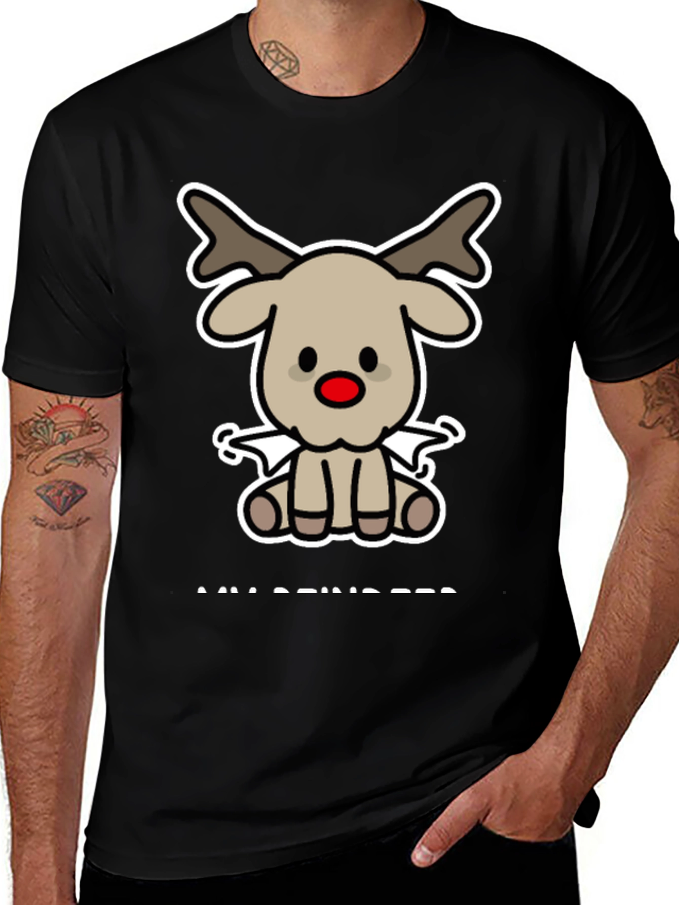 Cute Reindeer Graphic Tee - Holiday Style