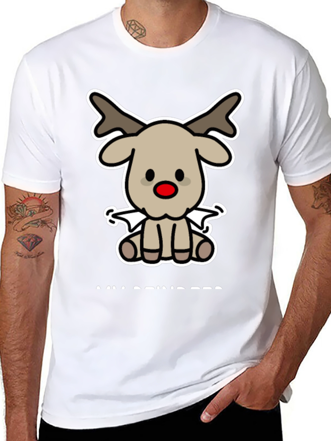 Cute Reindeer Graphic Tee - Holiday Style