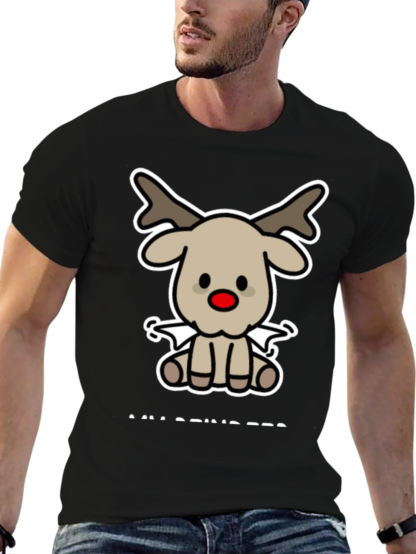 Cute Reindeer Graphic Tee - Holiday Style