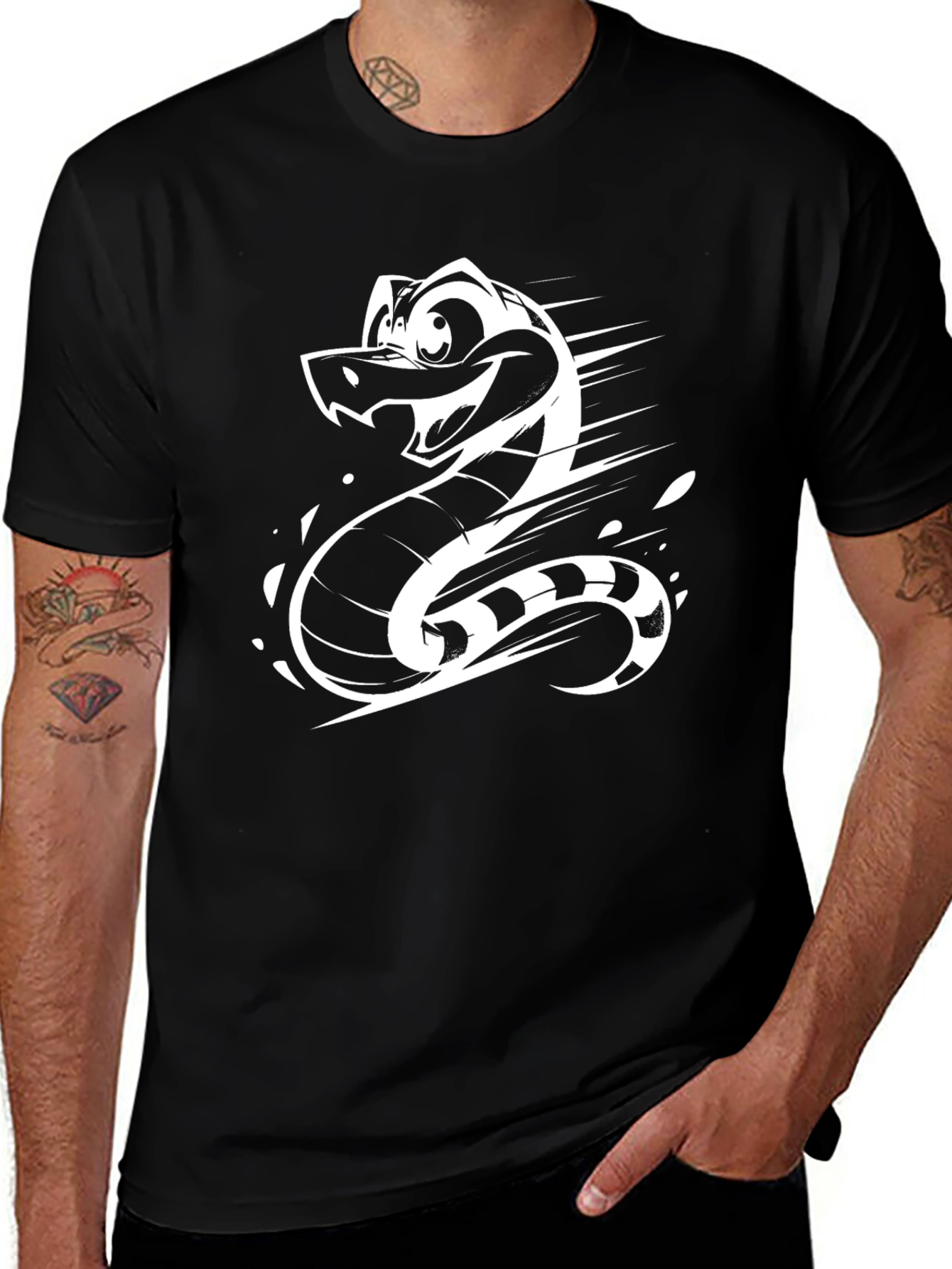Cartoon Snake Graphic T-Shirt