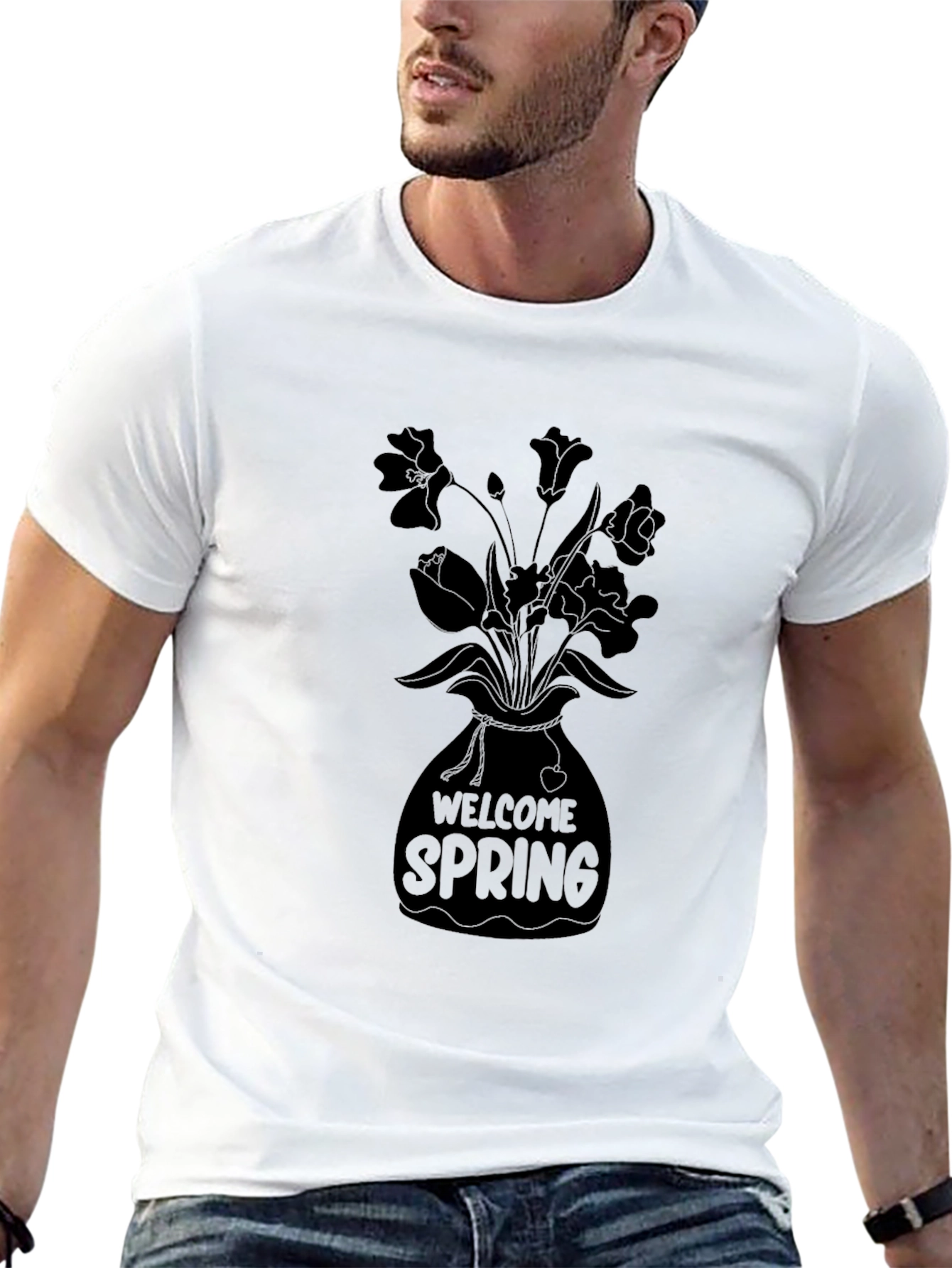 Welcome Spring Graphic Tee - Black
