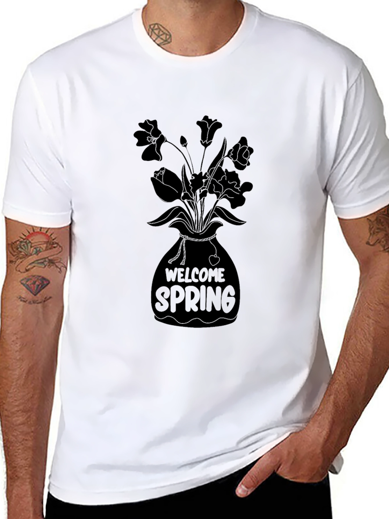 Welcome Spring Graphic Tee - Black