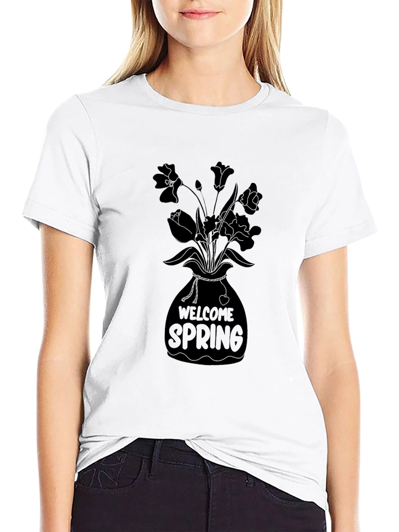 Welcome Spring Graphic Tee - Black
