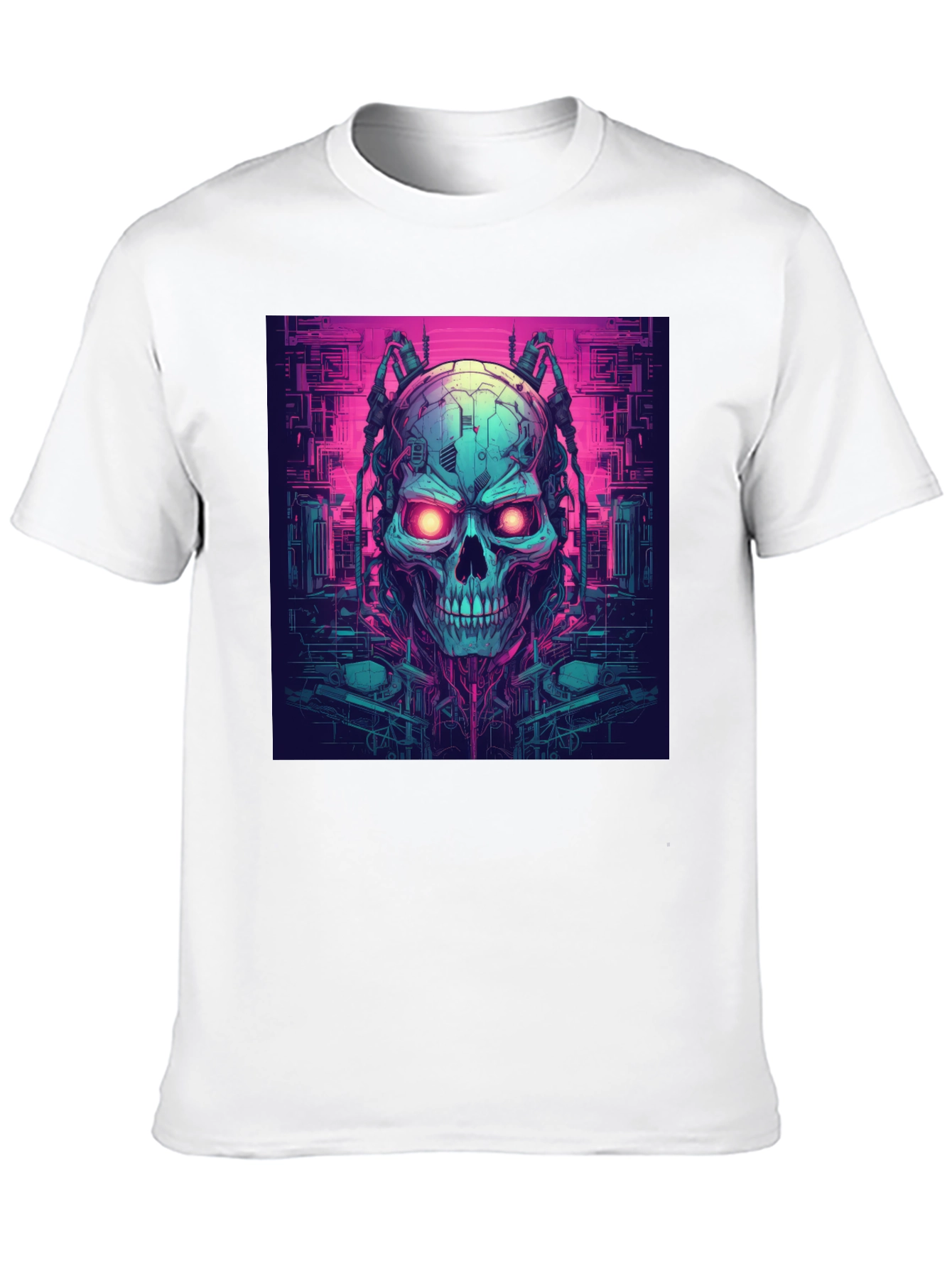 Cyberpunk Skull Graphic Tee - Black T-Shirt