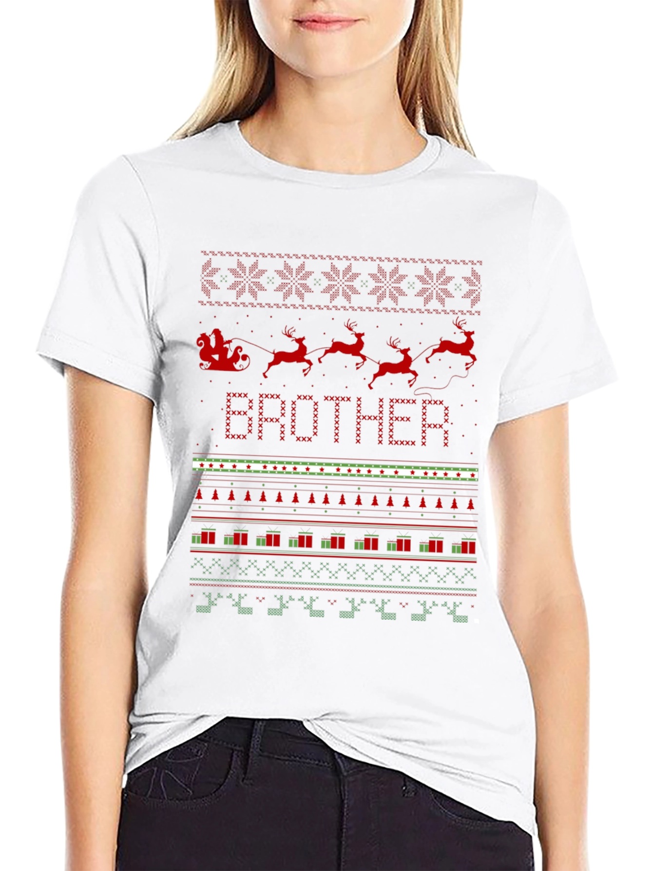 Brother Ugly Christmas Sweater Style T-Shirt