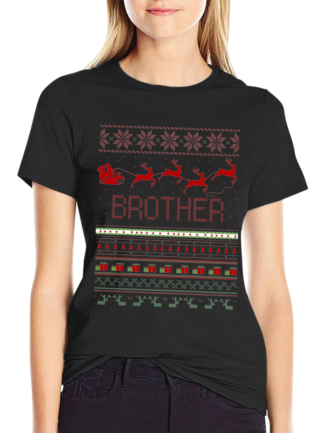 Brother Ugly Christmas Sweater Style T-Shirt