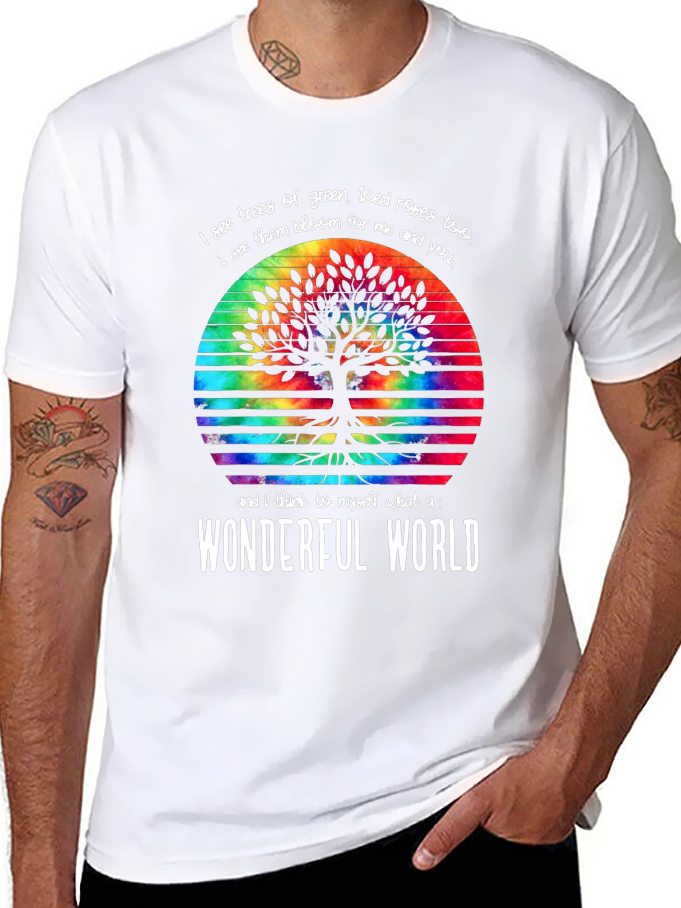 Wonderful World Tree Tie-Dye Graphic Tee
