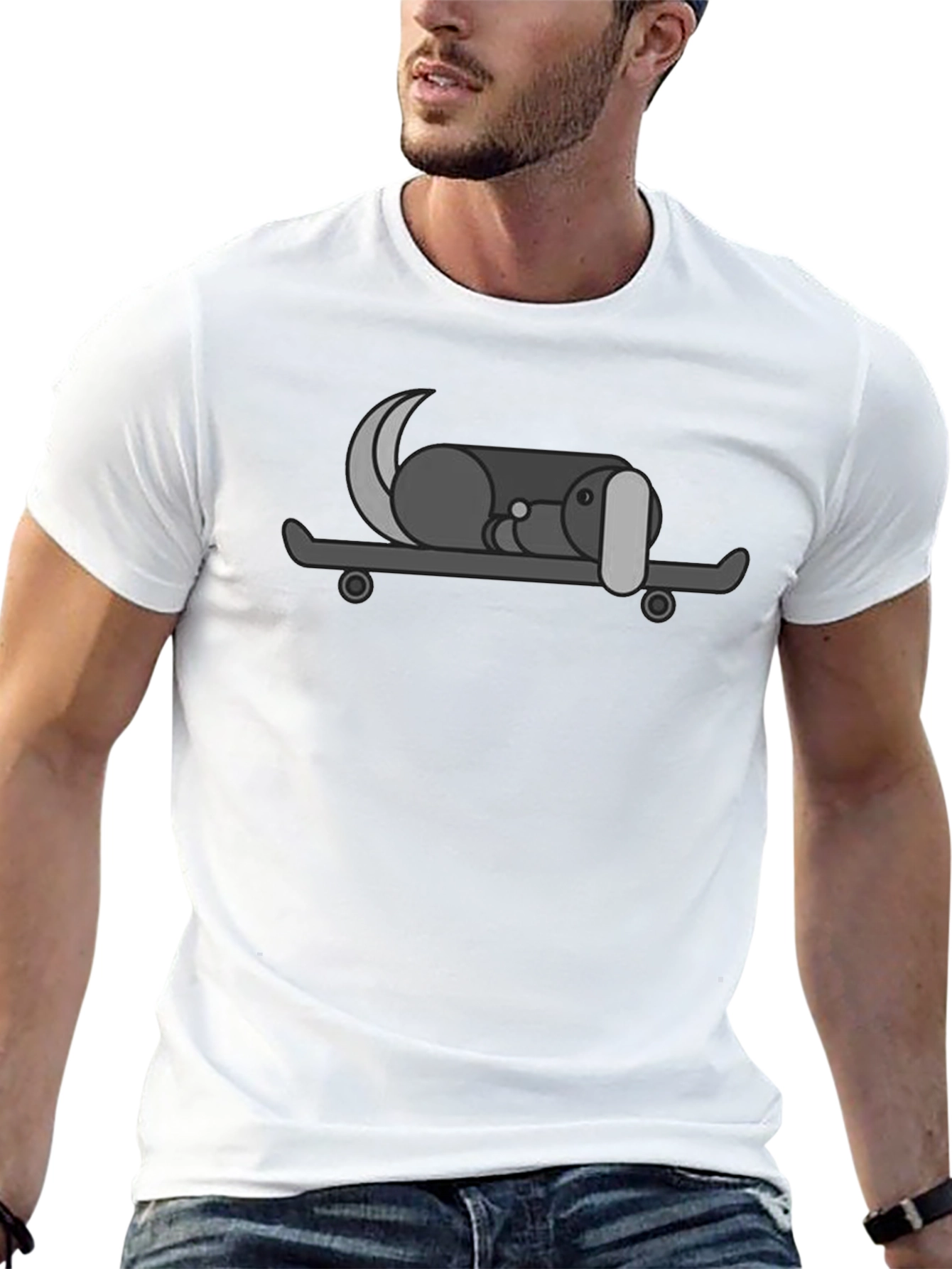 Dog on Skateboard Graphic Tee - Black