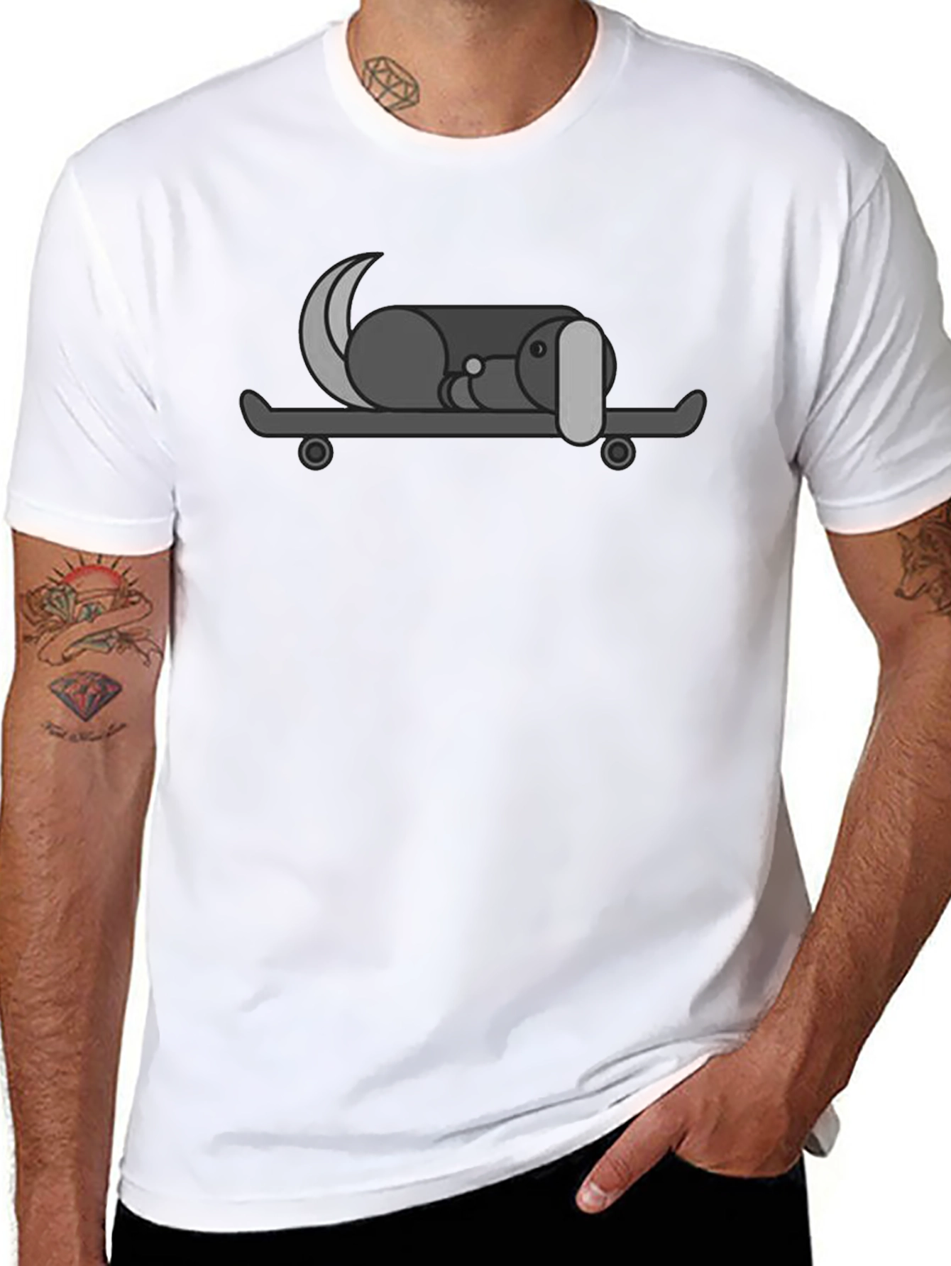 Dog on Skateboard Graphic Tee - Black