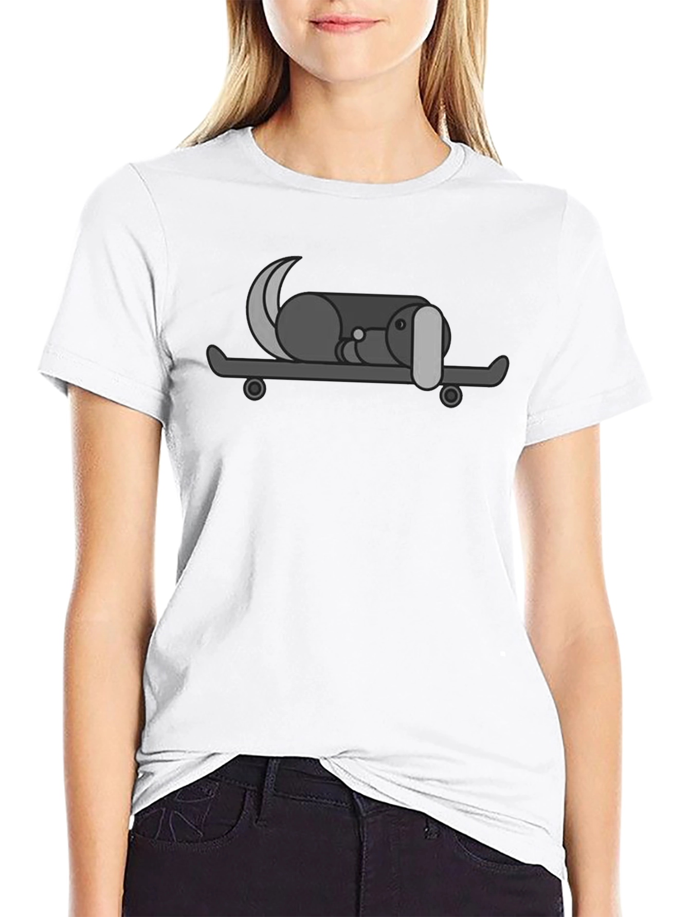 Dog on Skateboard Graphic Tee - Black