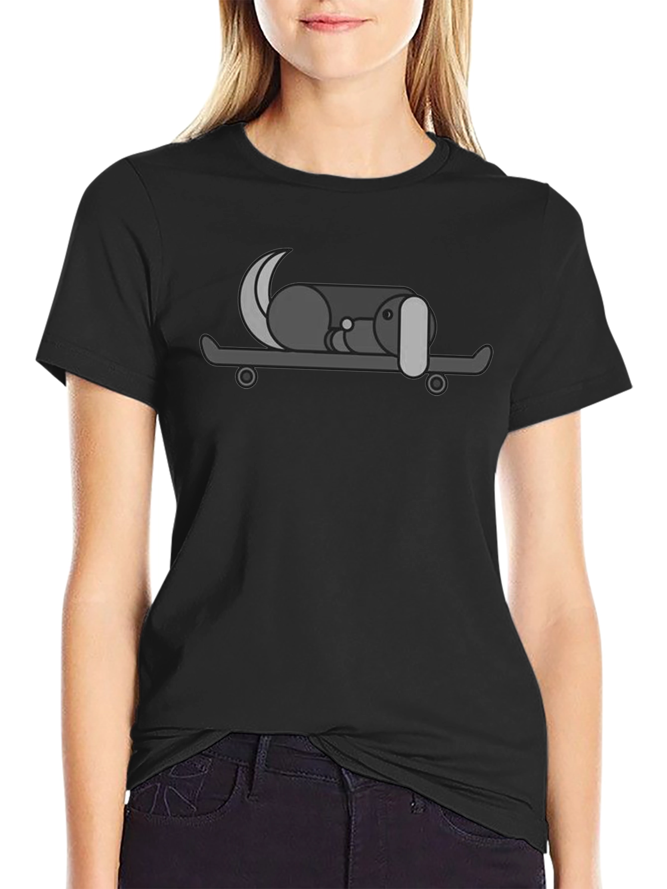 Dog on Skateboard Graphic Tee - Black