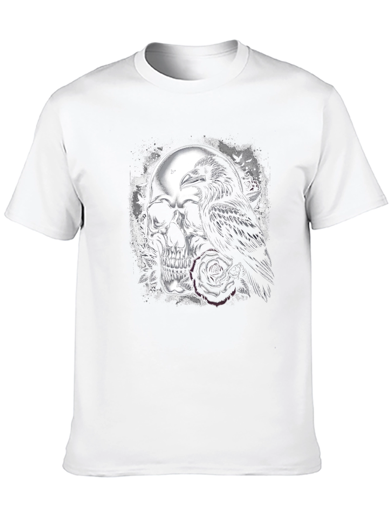 Raven and Skull Graphic T-Shirt - Gothic Style