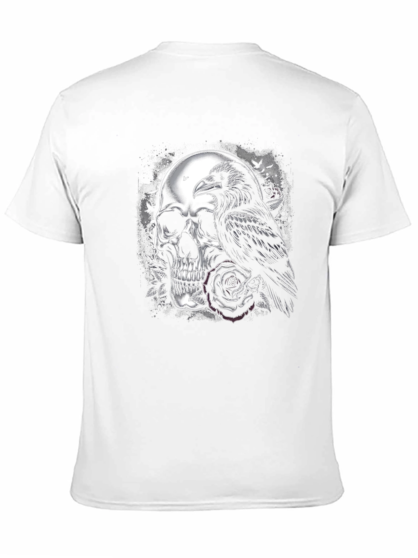 Raven and Skull Graphic T-Shirt - Gothic Style
