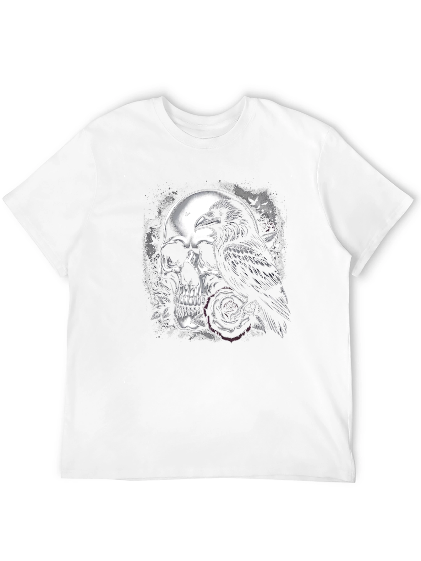 Raven and Skull Graphic T-Shirt - Gothic Style