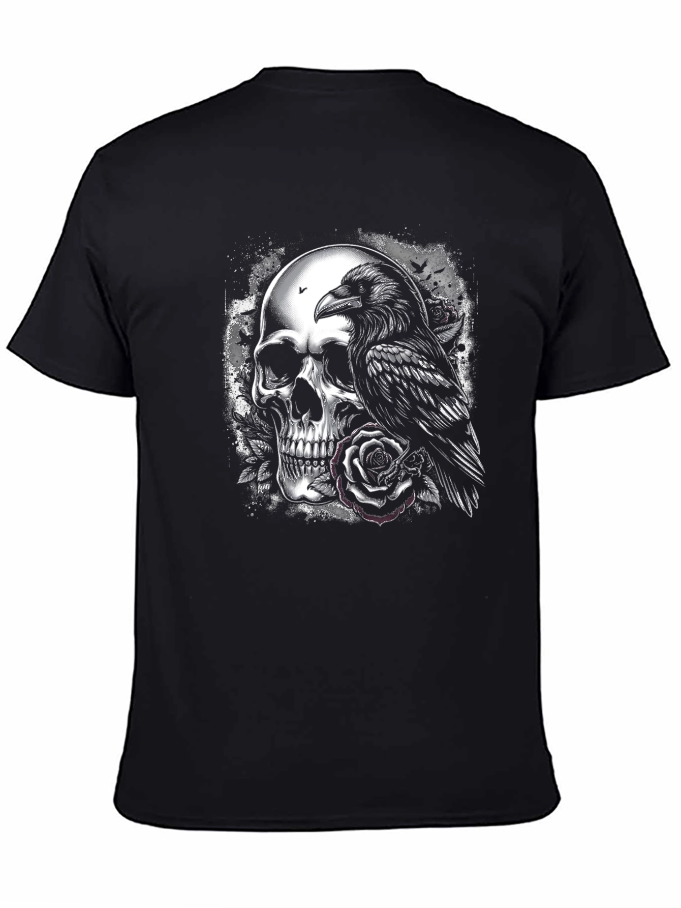 Raven and Skull Graphic T-Shirt - Gothic Style
