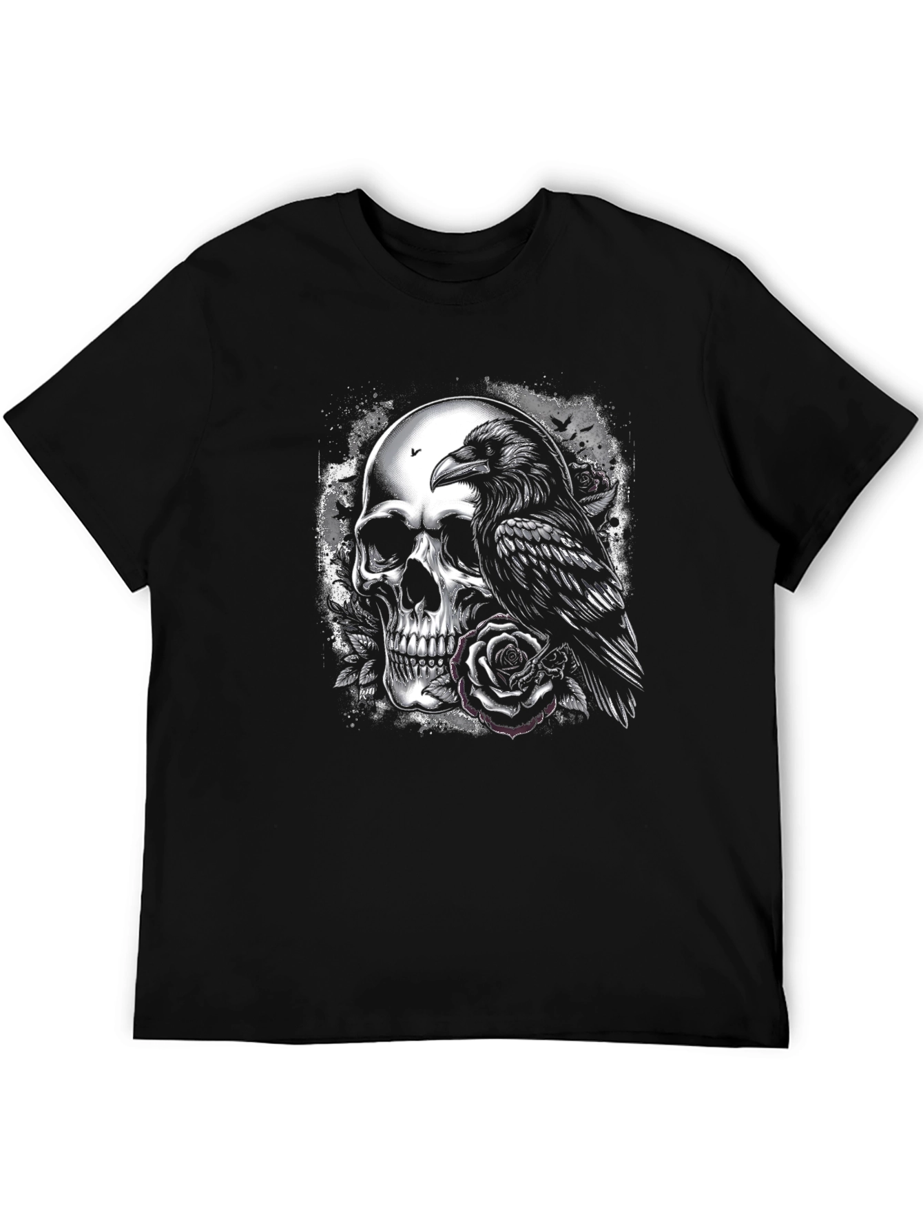 Raven and Skull Graphic T-Shirt - Gothic Style