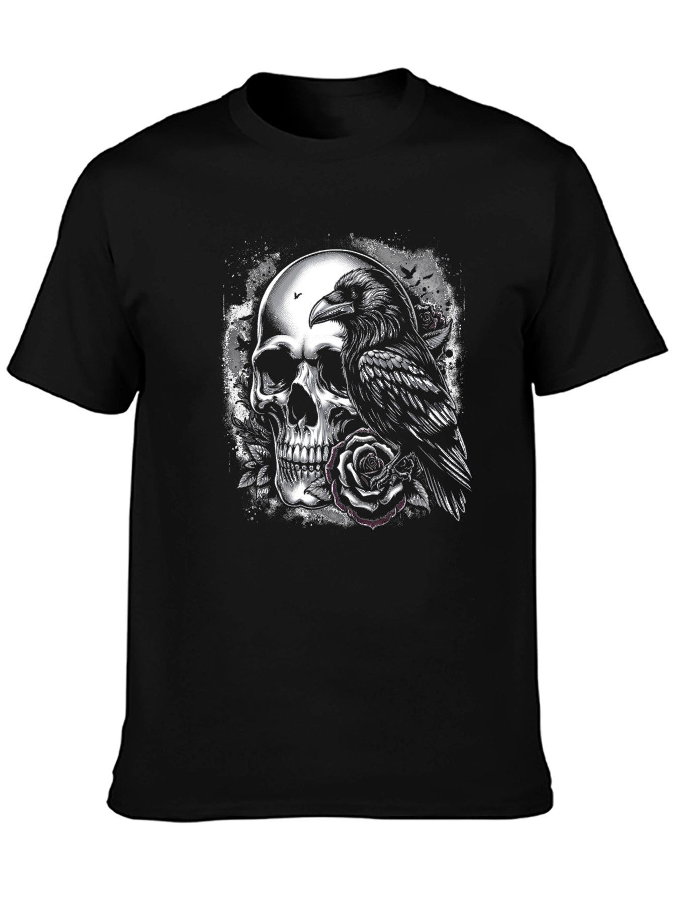Raven and Skull Graphic T-Shirt - Gothic Style