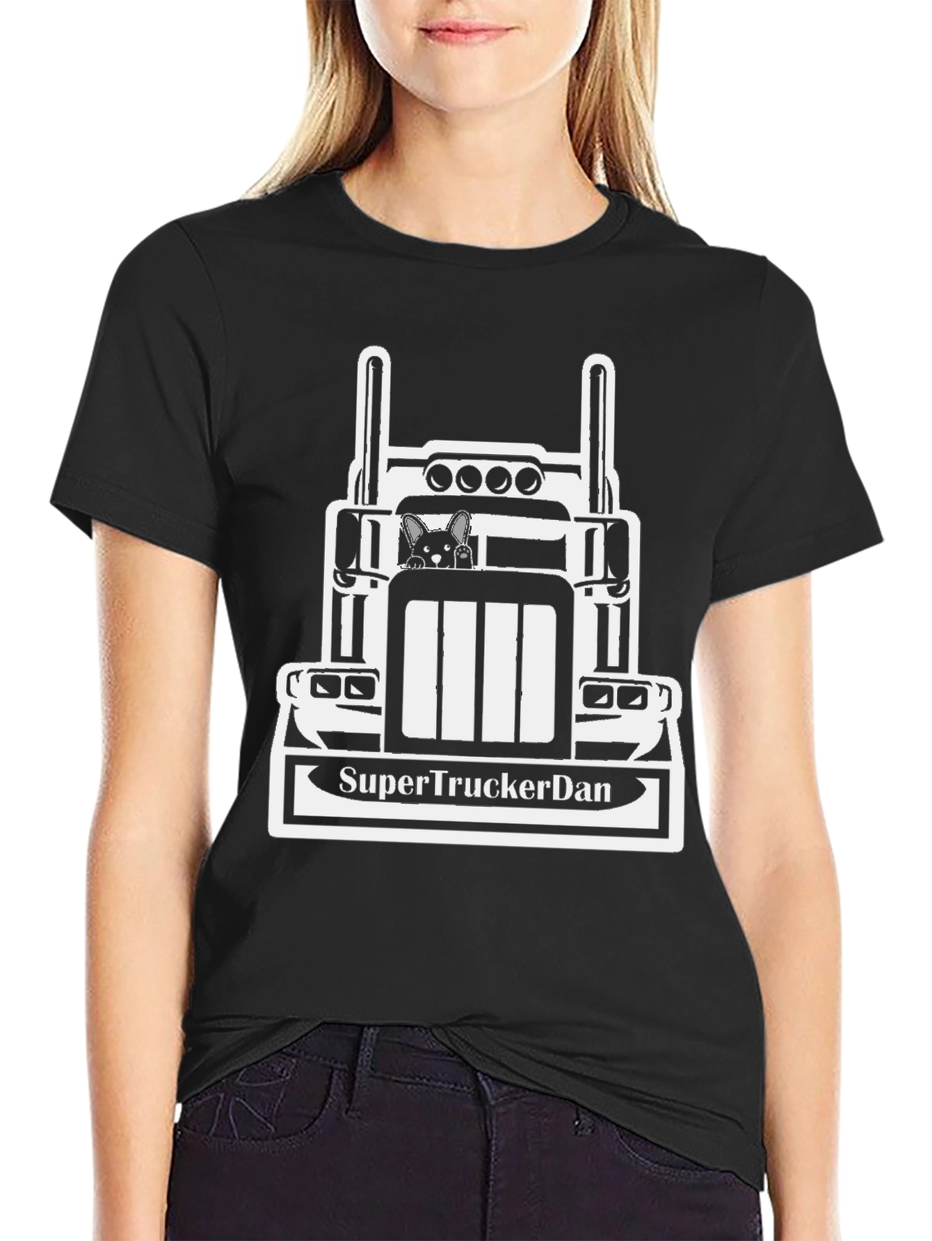 SuperTruckerDan Black Graphic Tee