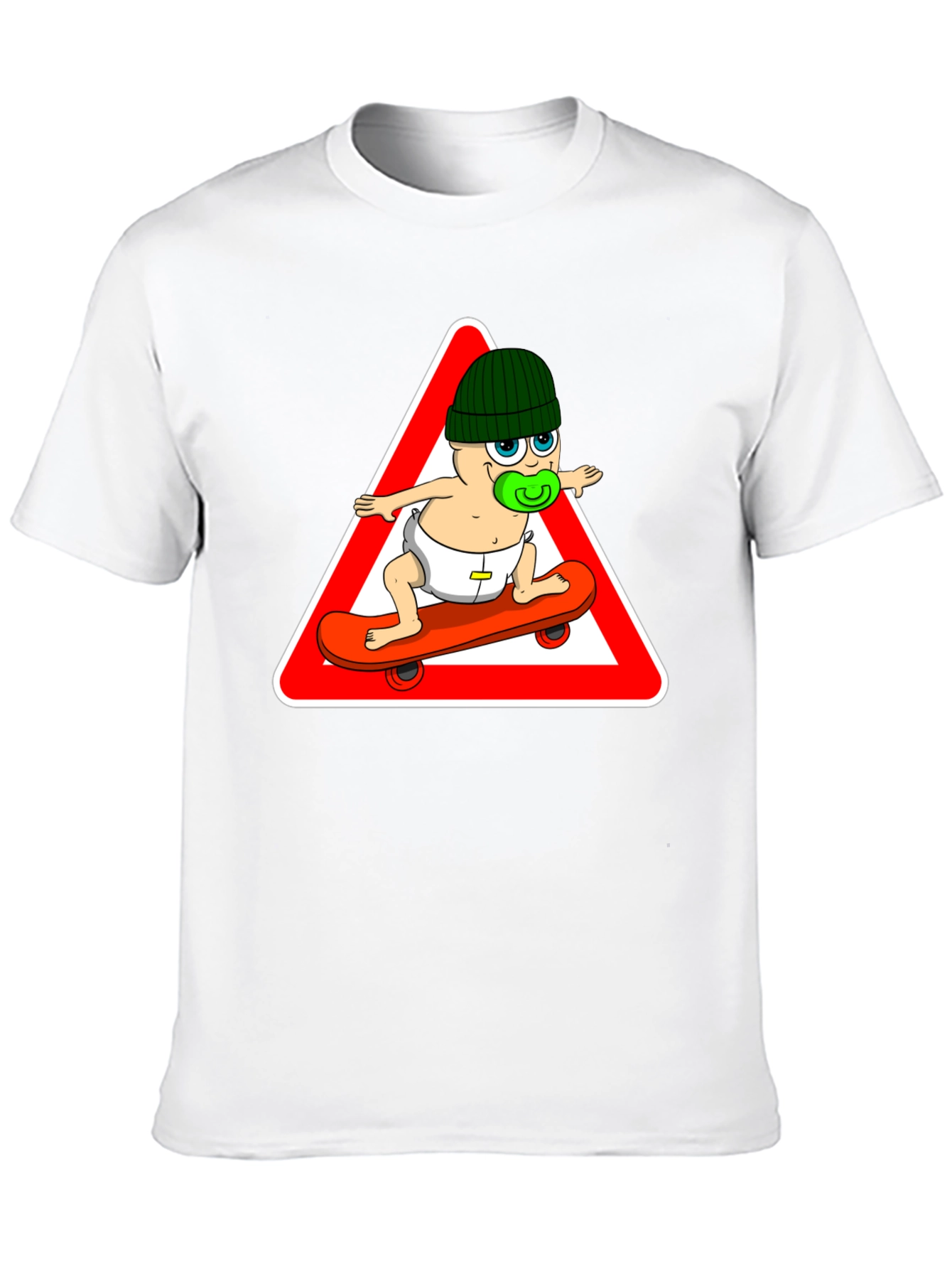 Skateboarding Baby Graphic Tee - Black Cotton T-Shirt