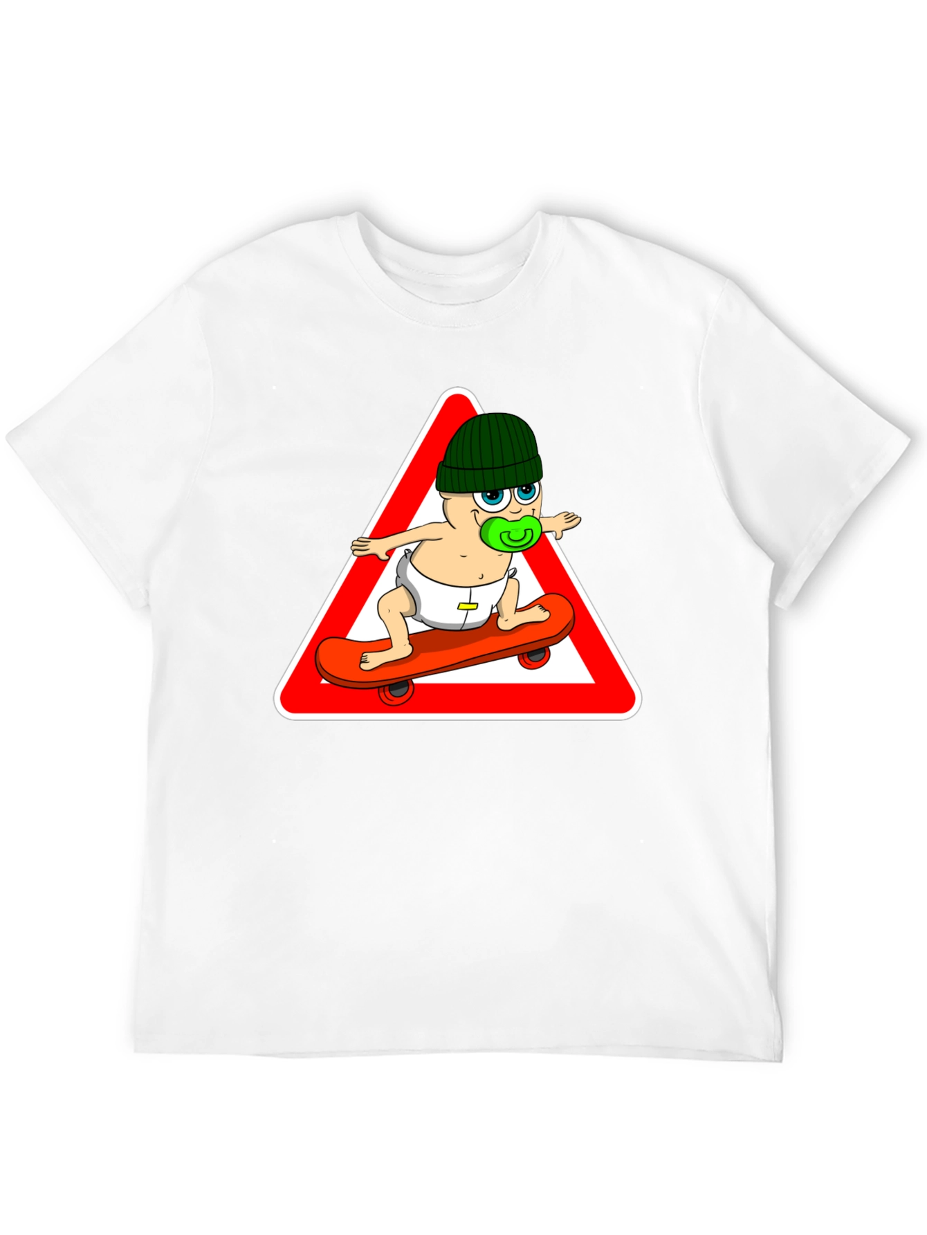 Skateboarding Baby Graphic Tee - Black Cotton T-Shirt