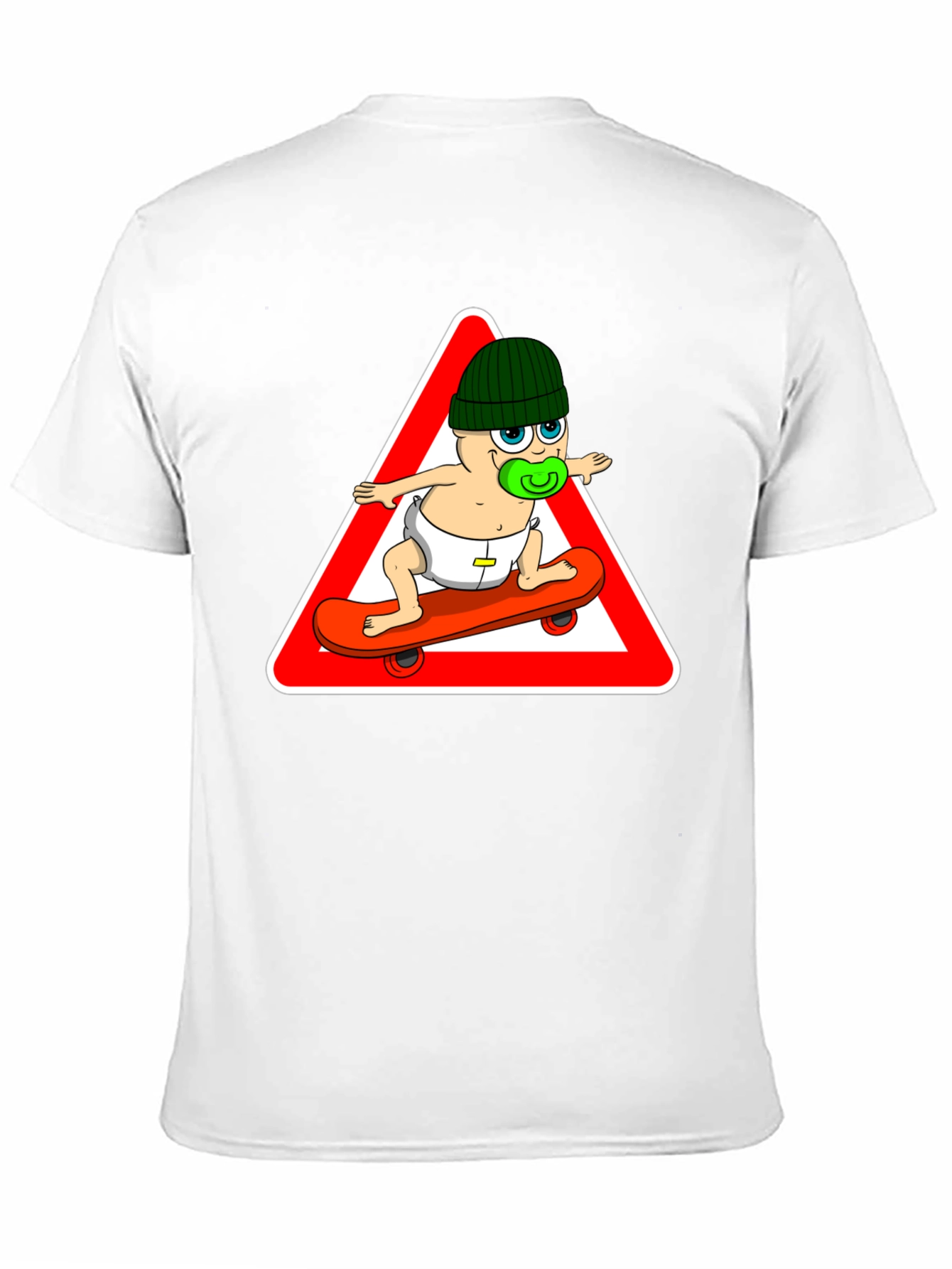 Skateboarding Baby Graphic Tee - Black Cotton T-Shirt