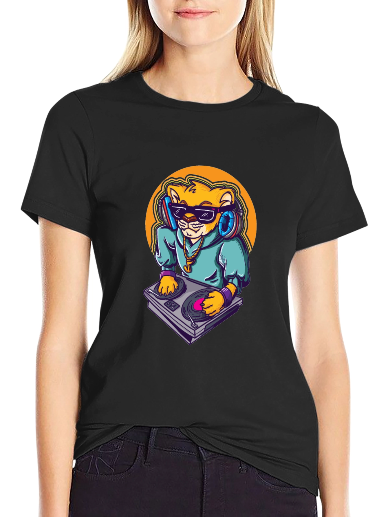DJ Lion Black T-Shirt