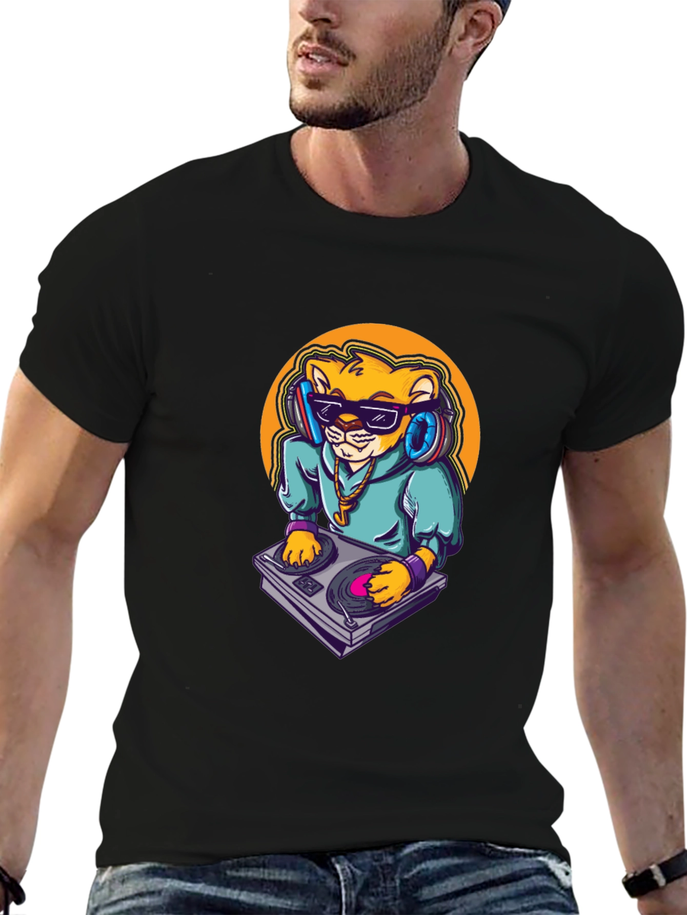 DJ Lion Black T-Shirt