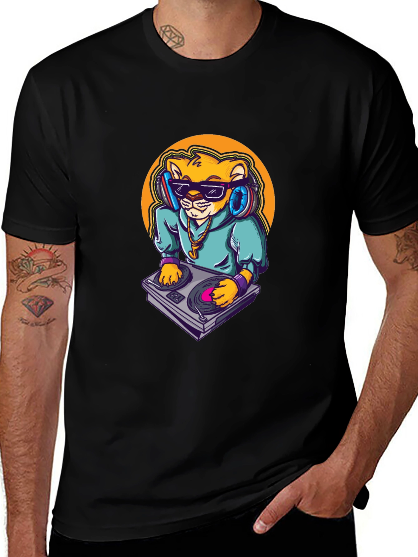 DJ Lion Black T-Shirt