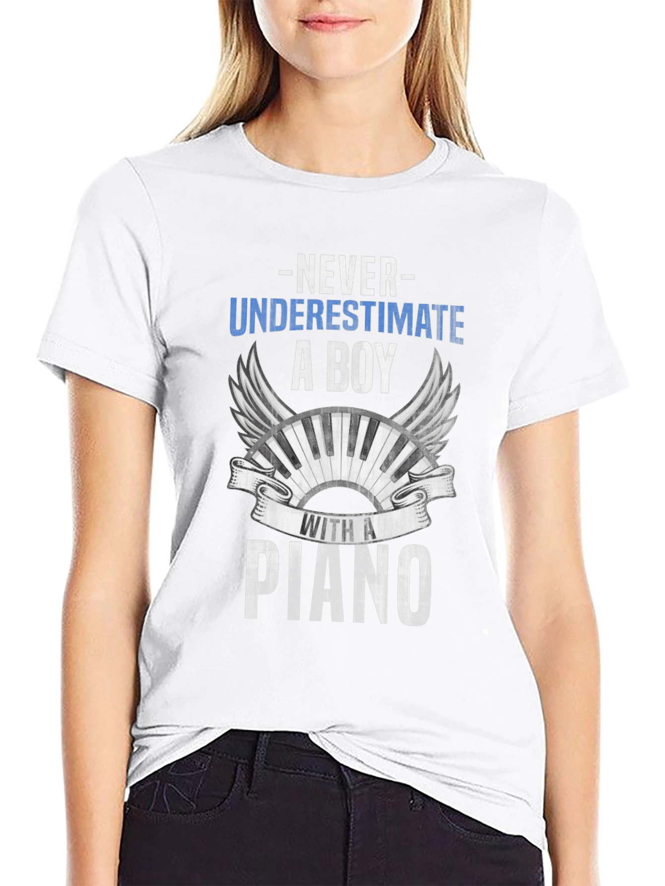 Never Underestimate a Boy with a Piano T-Shirt