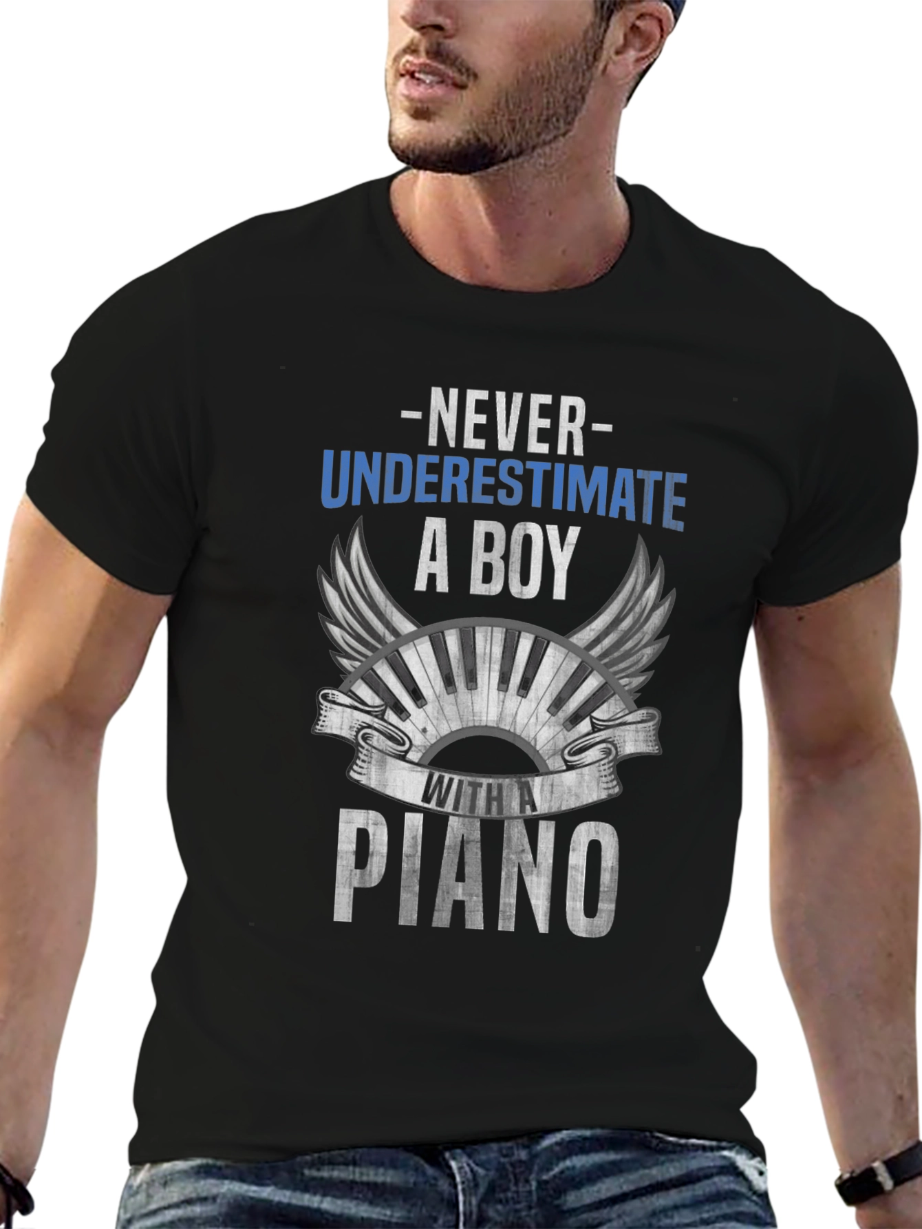 Never Underestimate a Boy with a Piano T-Shirt