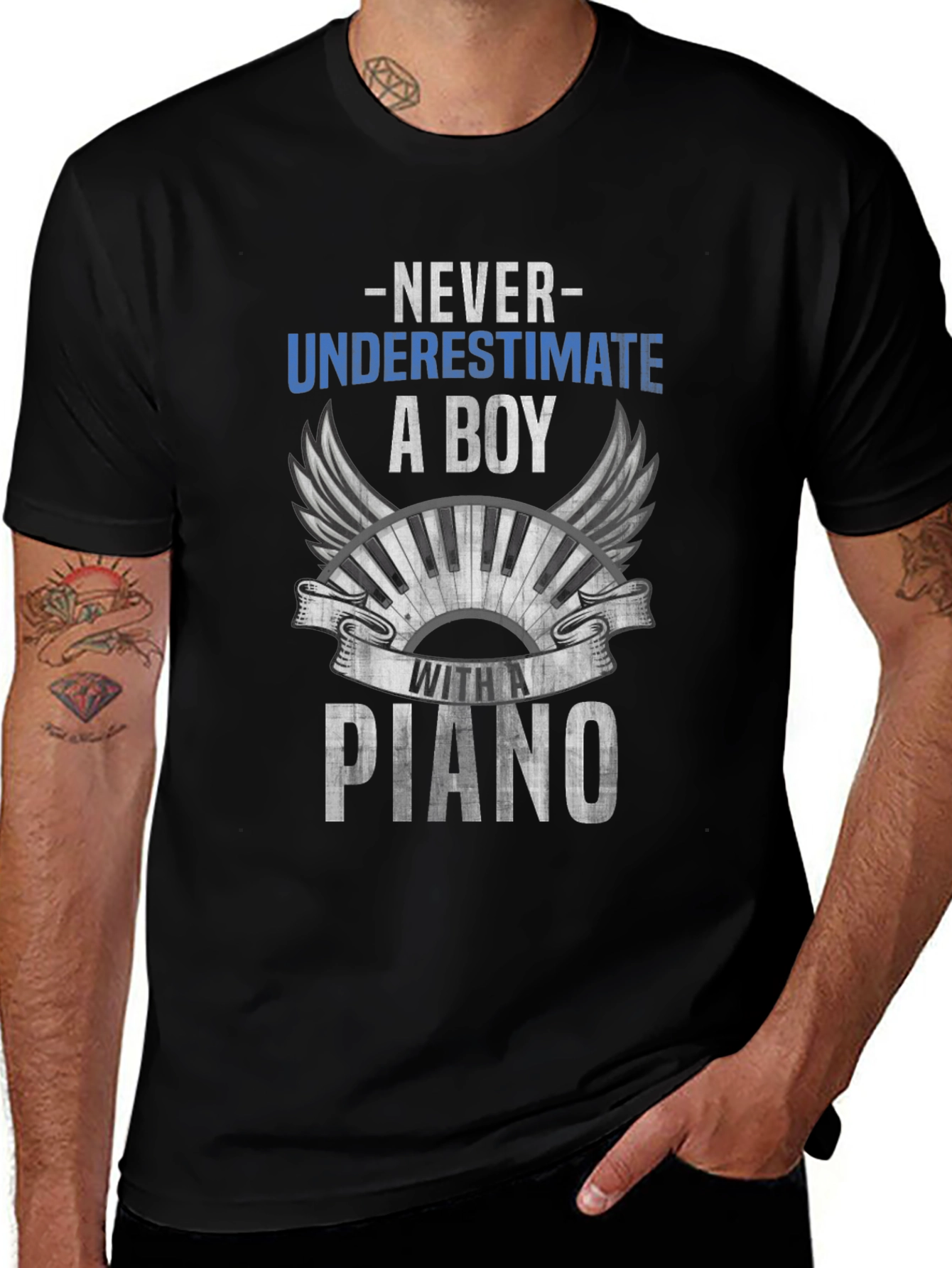 Never Underestimate a Boy with a Piano T-Shirt