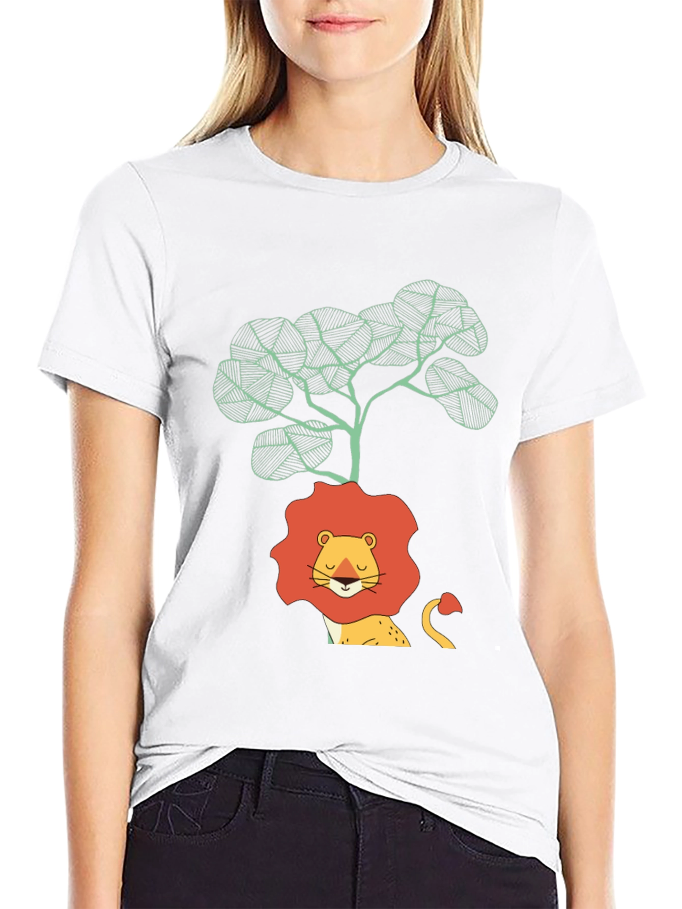 Lion & Tree Graphic Print Black T-Shirt