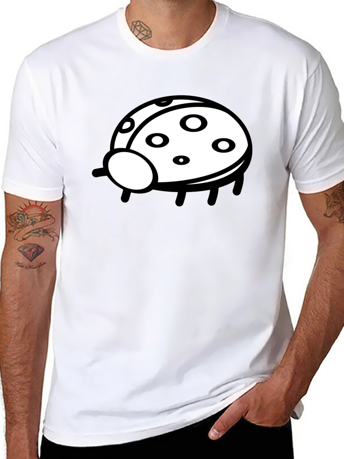 Black T-Shirt with Ladybug Graphic