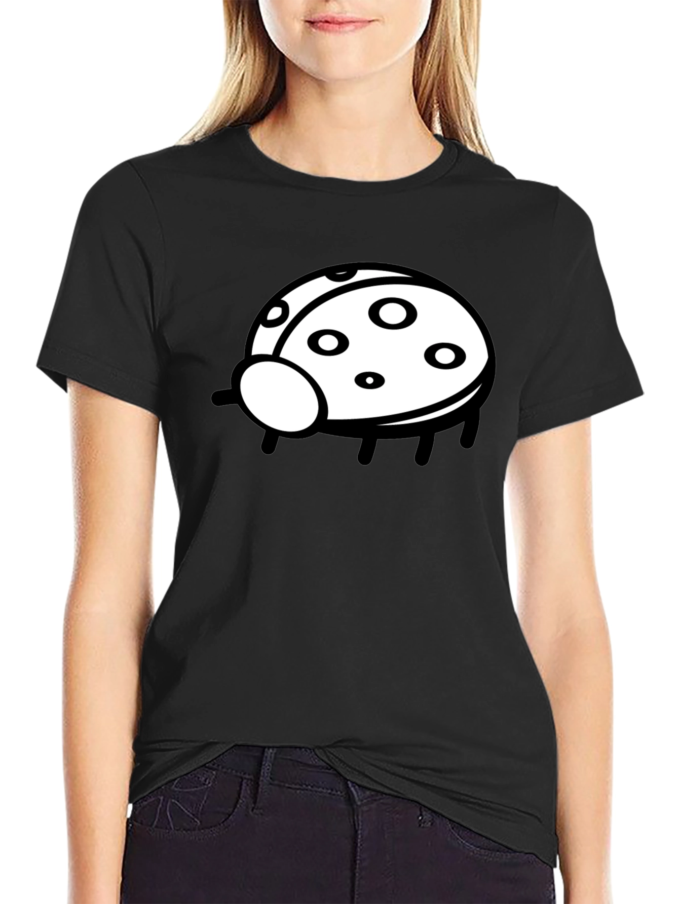 Black T-Shirt with Ladybug Graphic