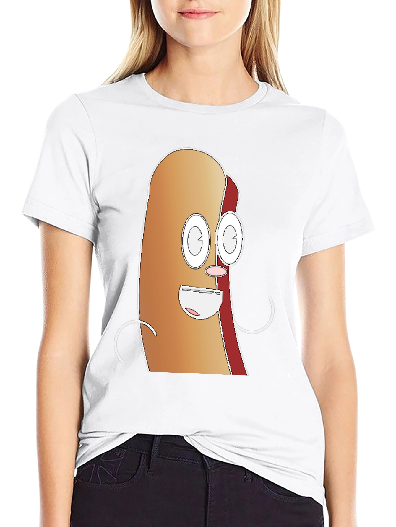 Funny Hot Dog Cartoon Graphic T-Shirt