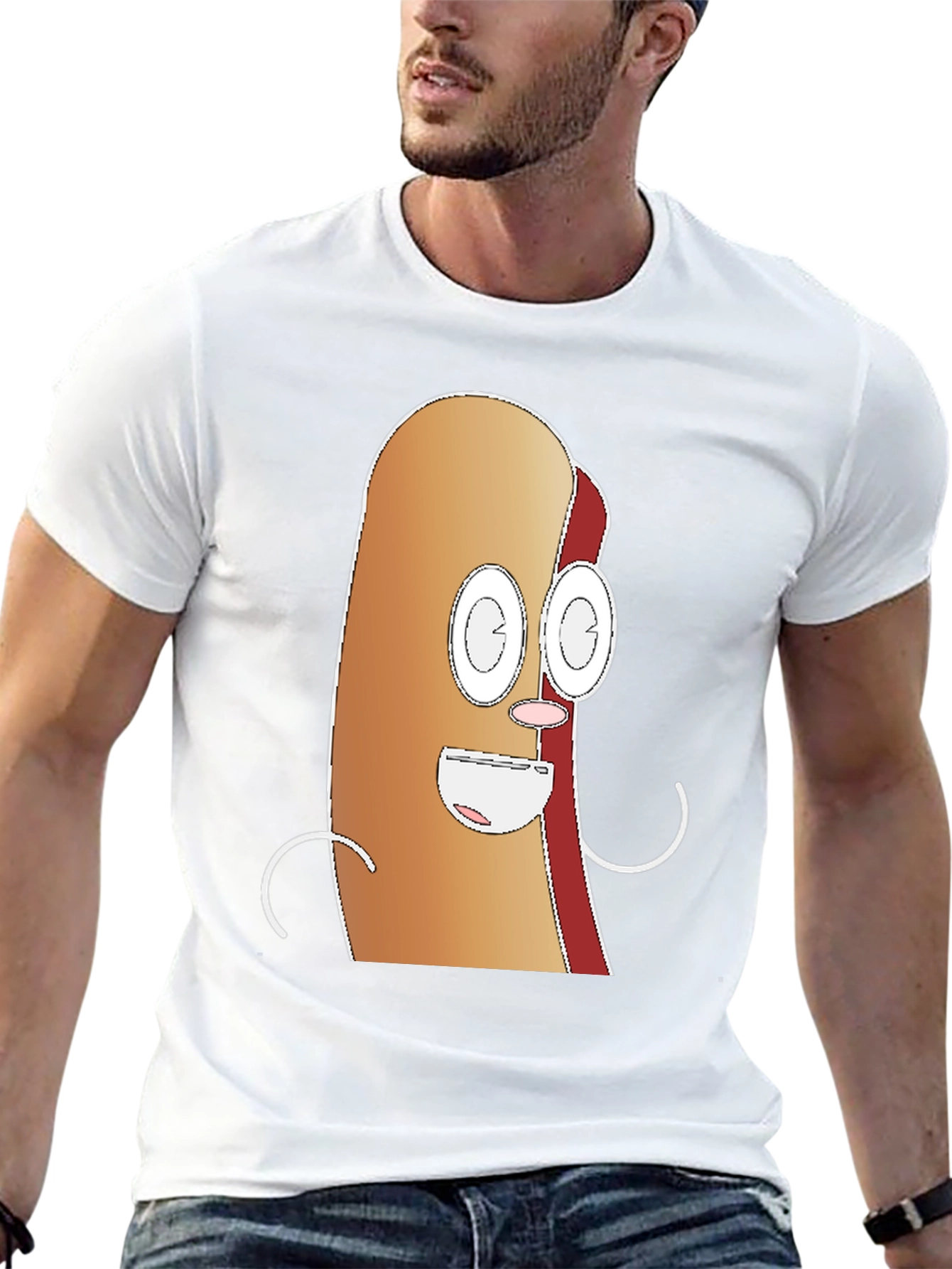 Funny Hot Dog Cartoon Graphic T-Shirt
