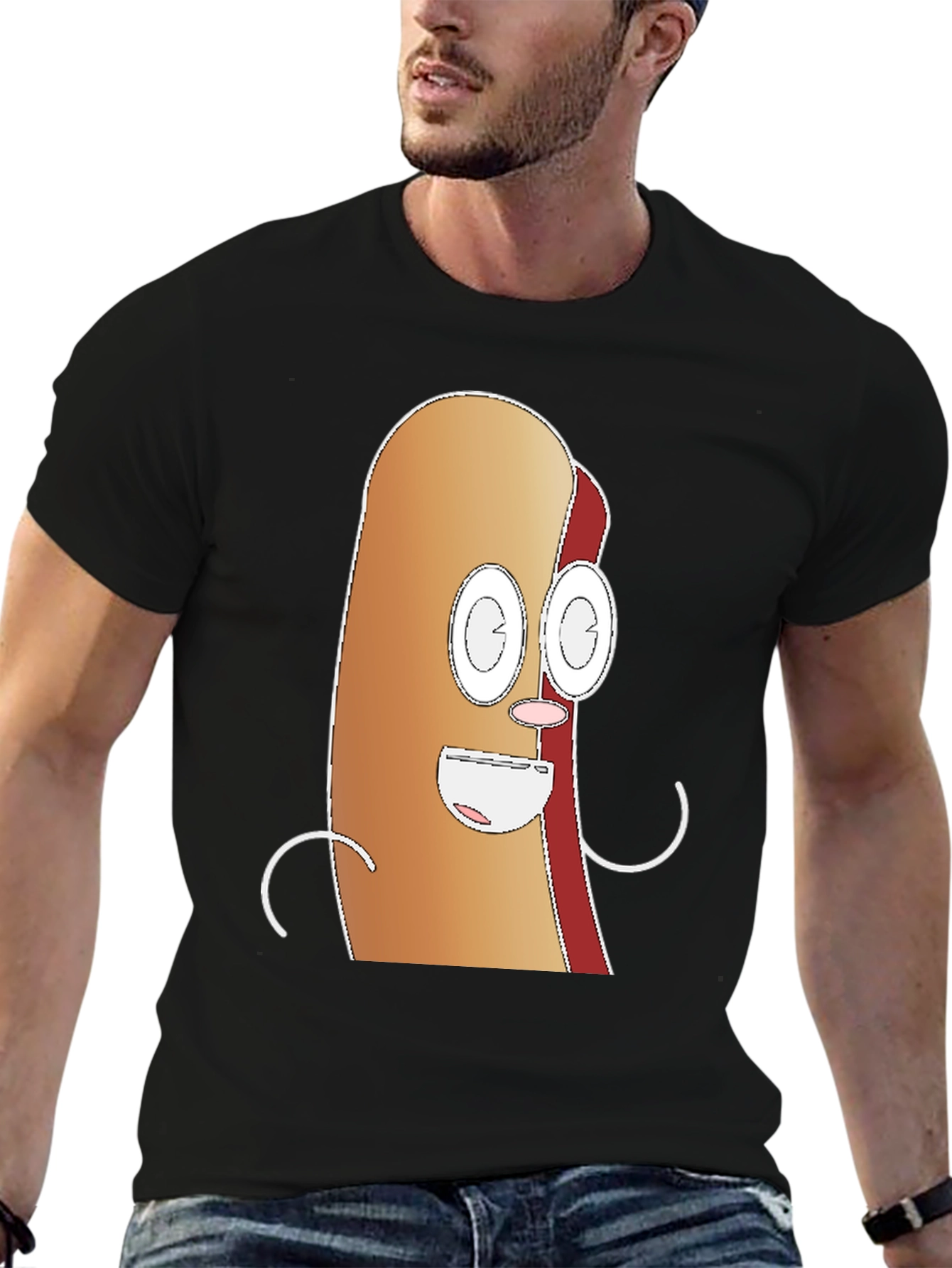 Funny Hot Dog Cartoon Graphic T-Shirt