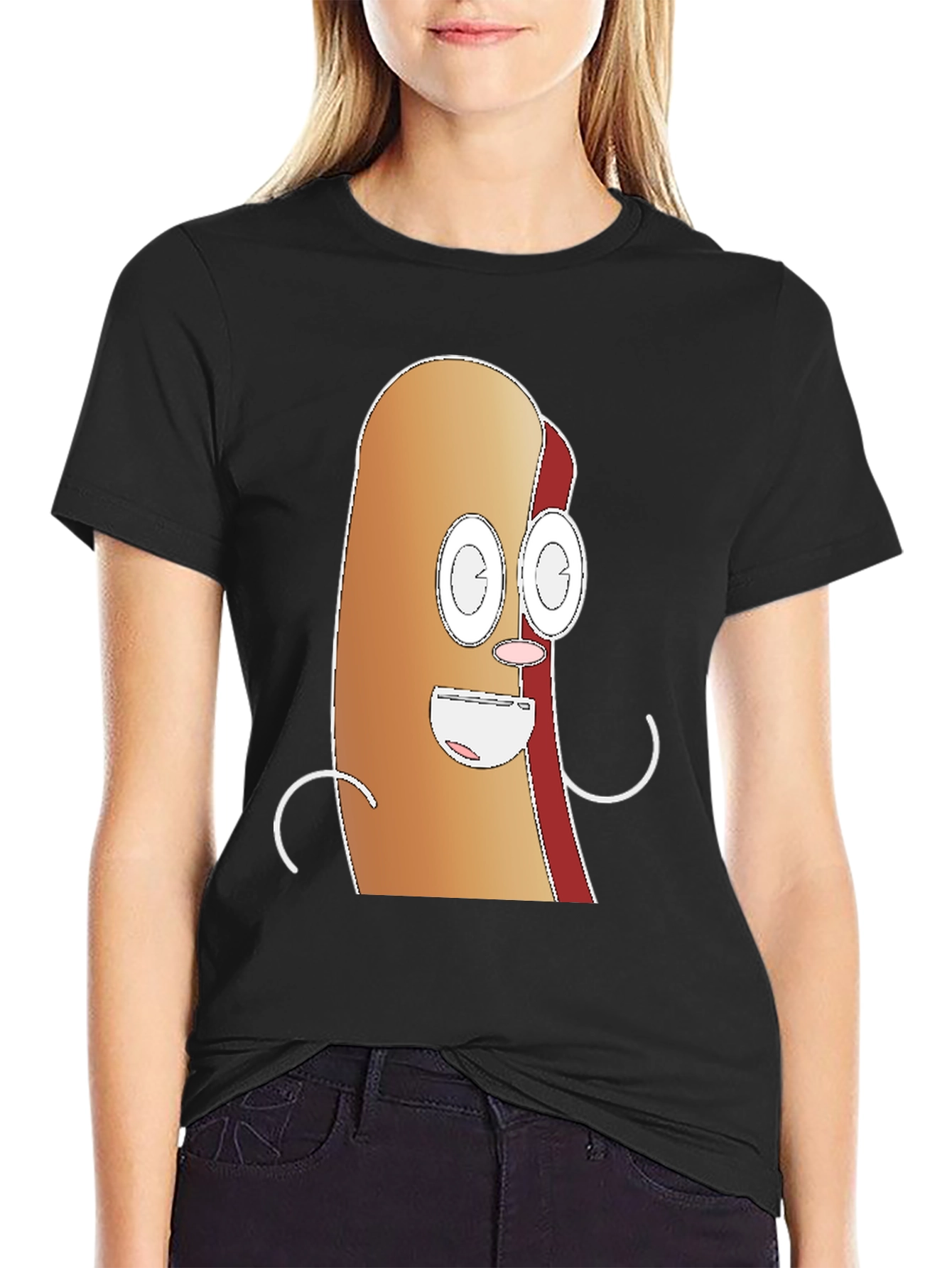 Funny Hot Dog Cartoon Graphic T-Shirt
