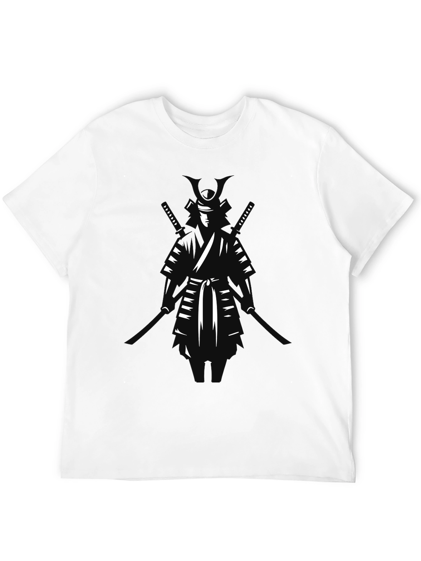 Samurai Warrior Graphic Tee - Black Cotton Blend