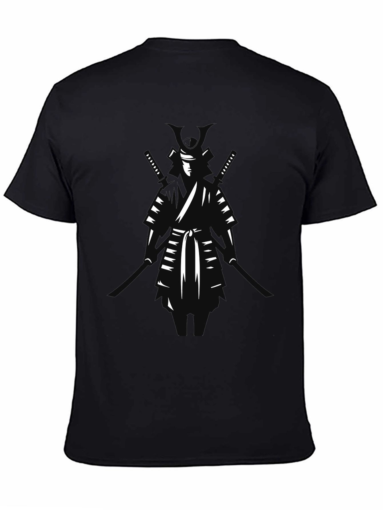 Samurai Warrior Graphic Tee - Black Cotton Blend