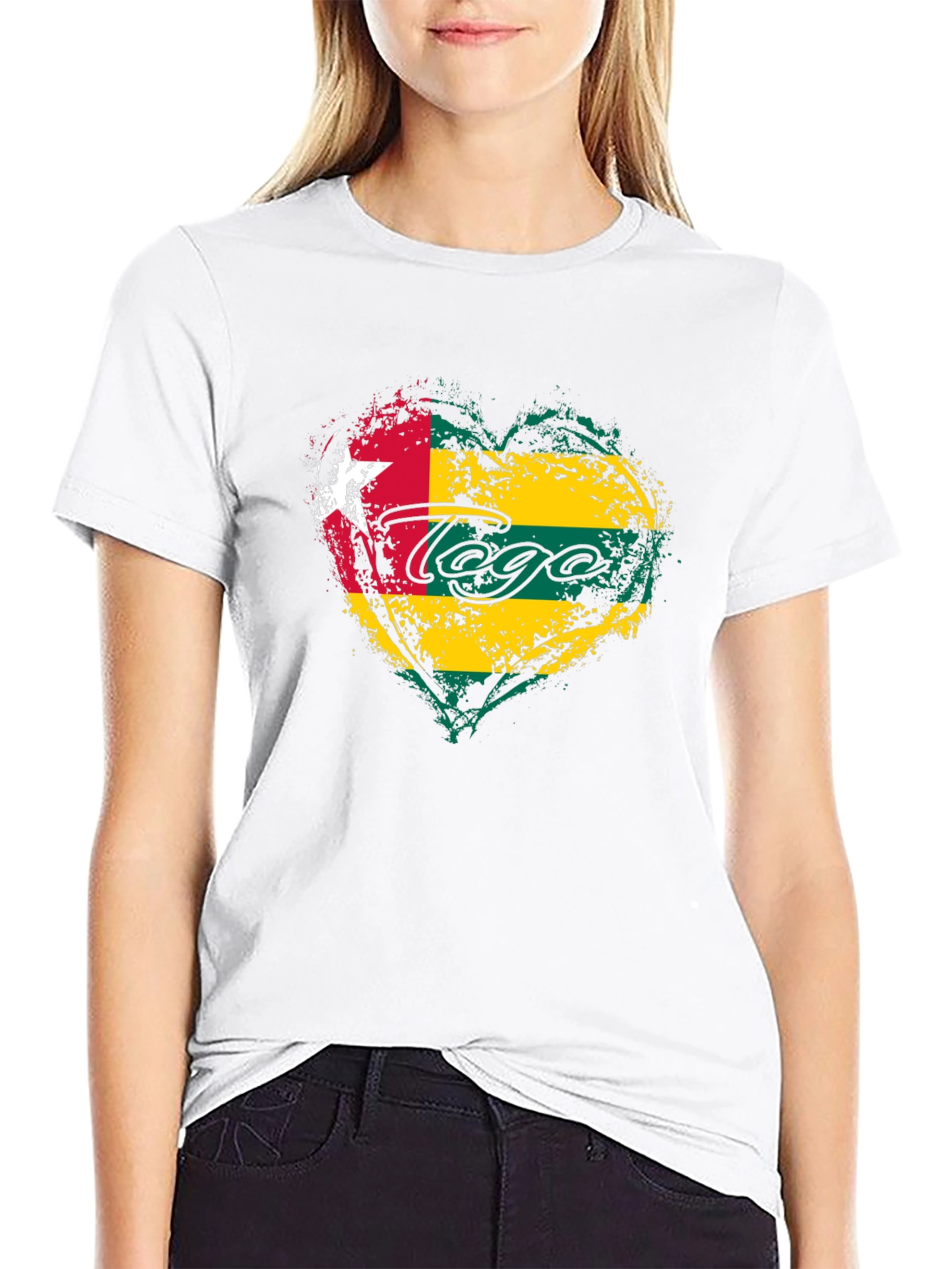 Togo Flag Heart T-Shirt - Show Your Pride!