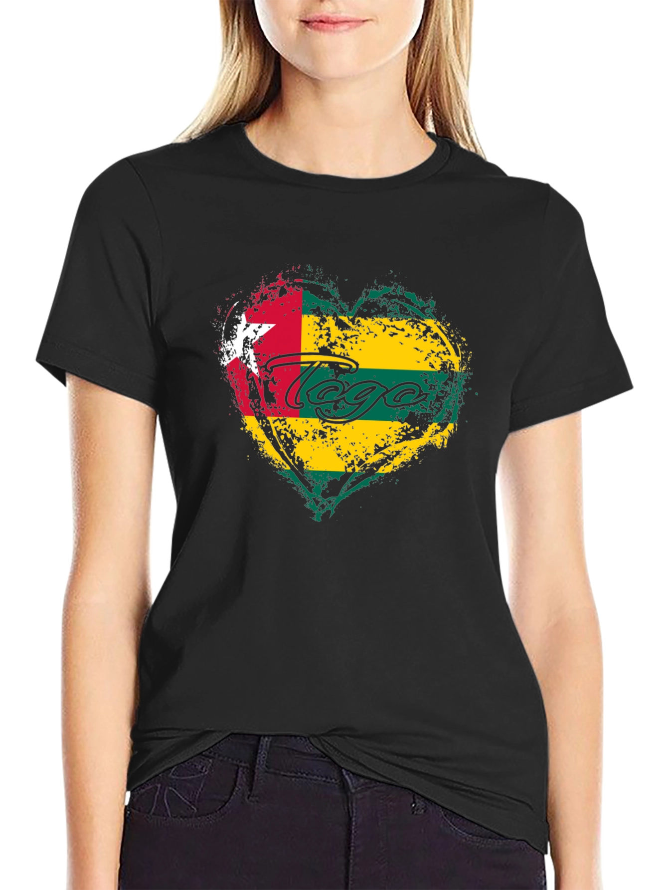 Togo Flag Heart T-Shirt - Show Your Pride!