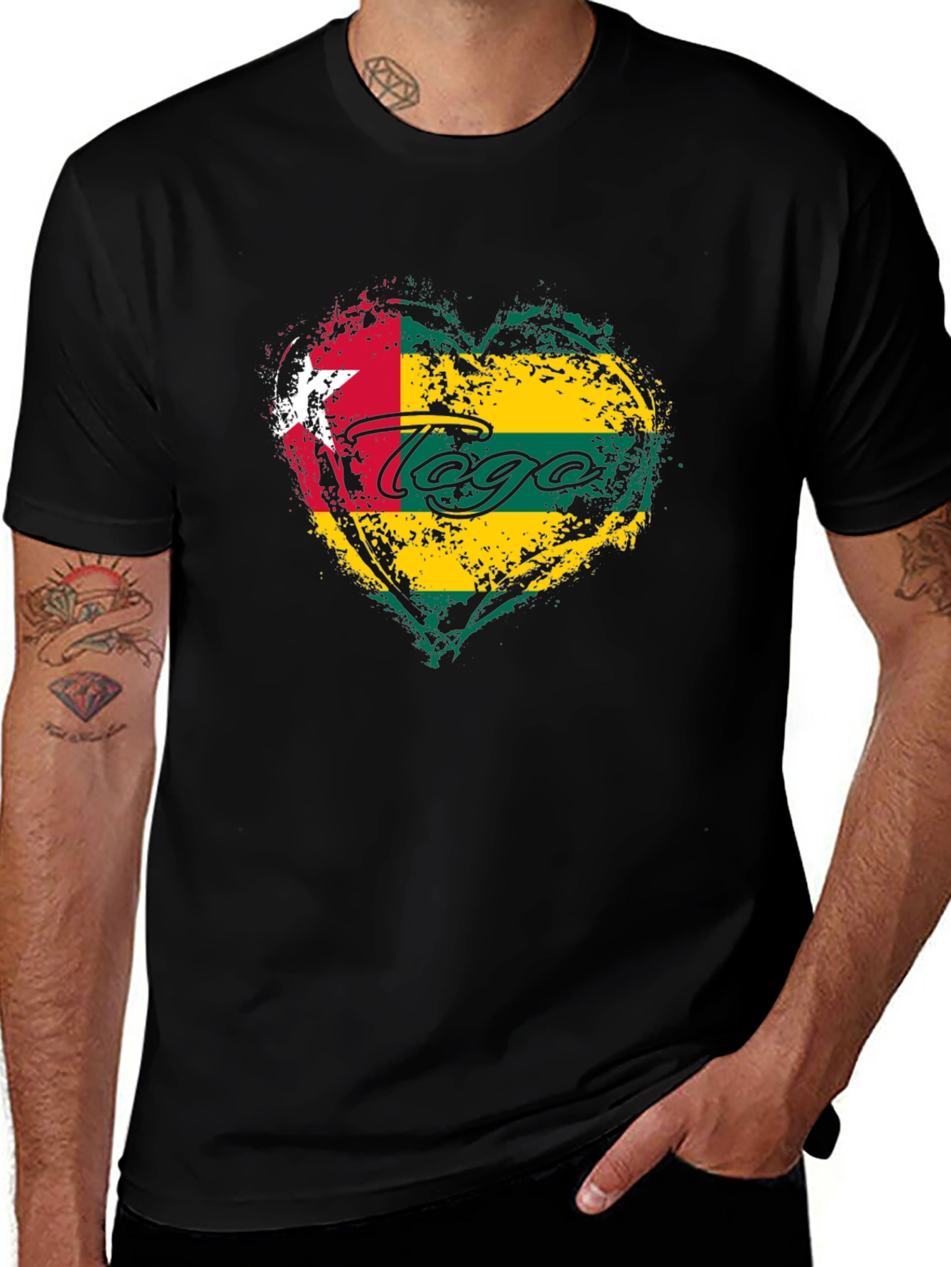 Togo Flag Heart T-Shirt - Show Your Pride!