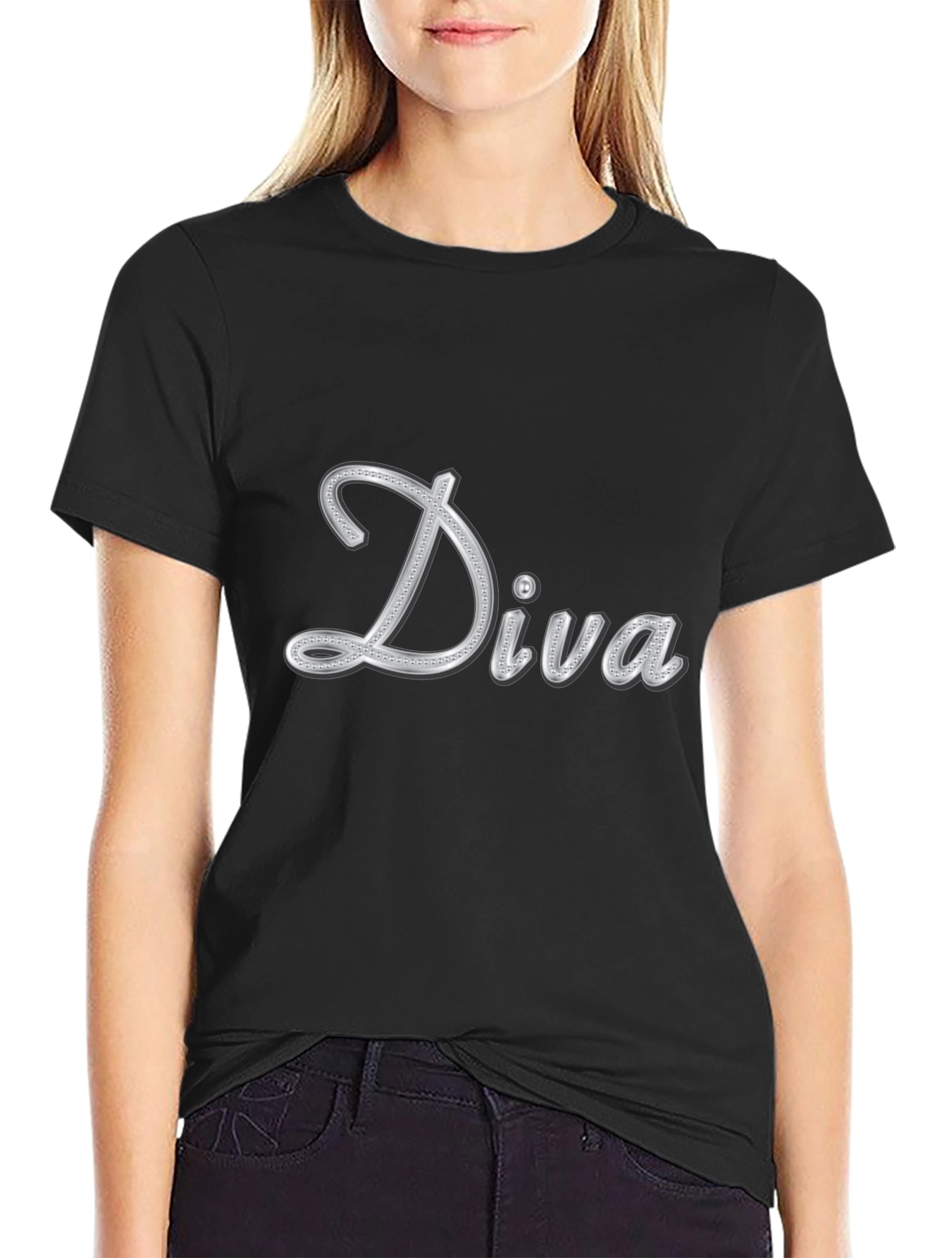 Diva Graphic Tee - Black Casual T-Shirt