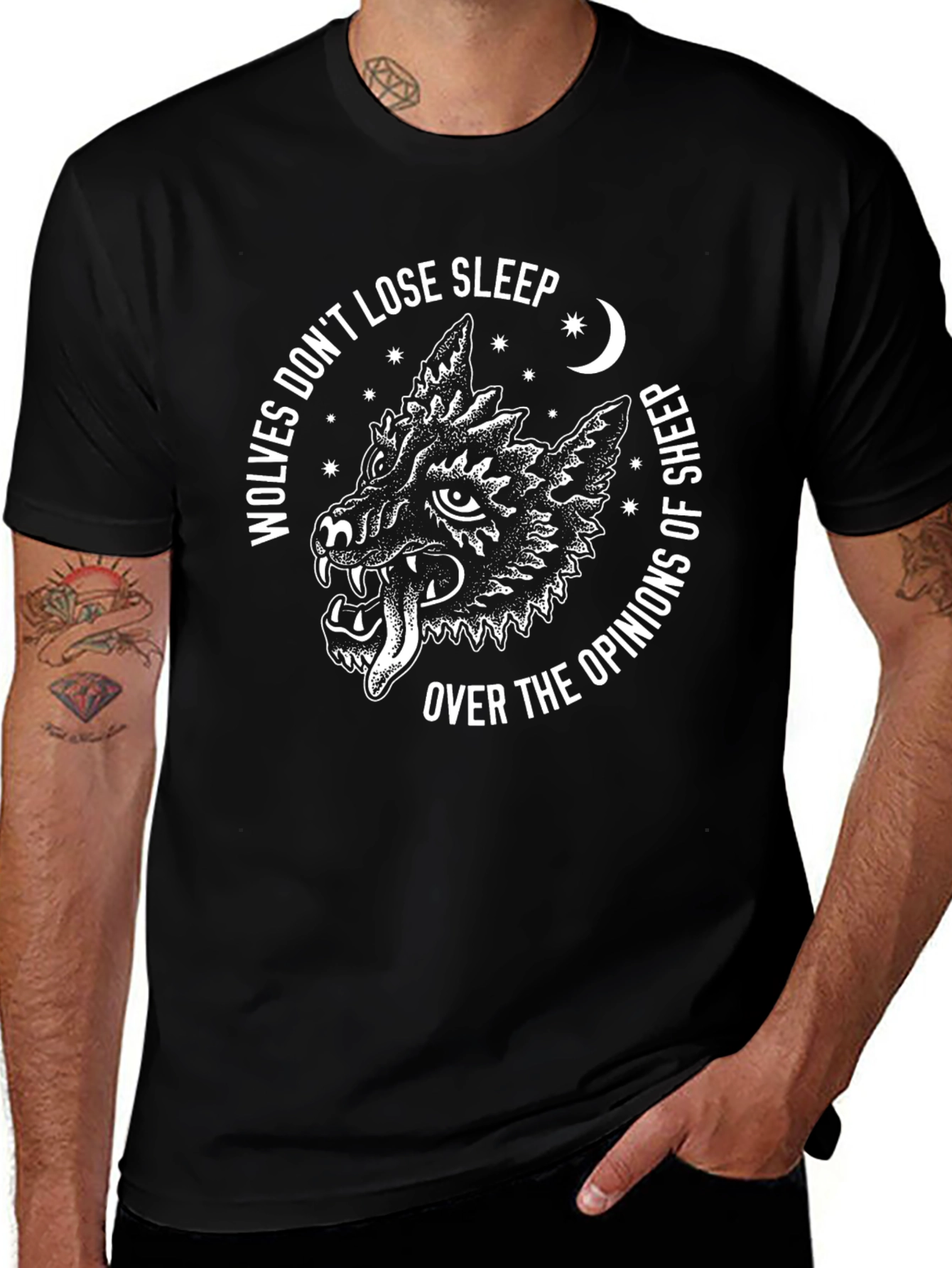 Wolf Opinion Graphic Tee - Black Cotton T-Shirt